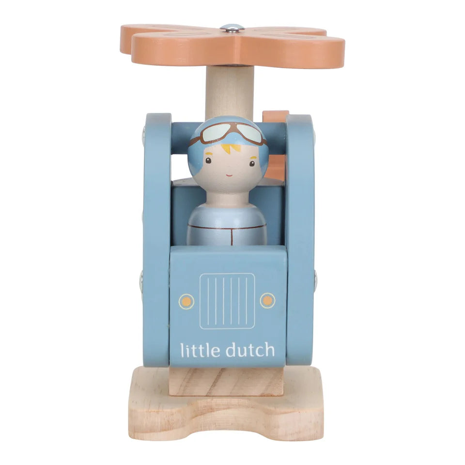 LITTLE DUTCH Holzspielzeug Hubschrauber - blau