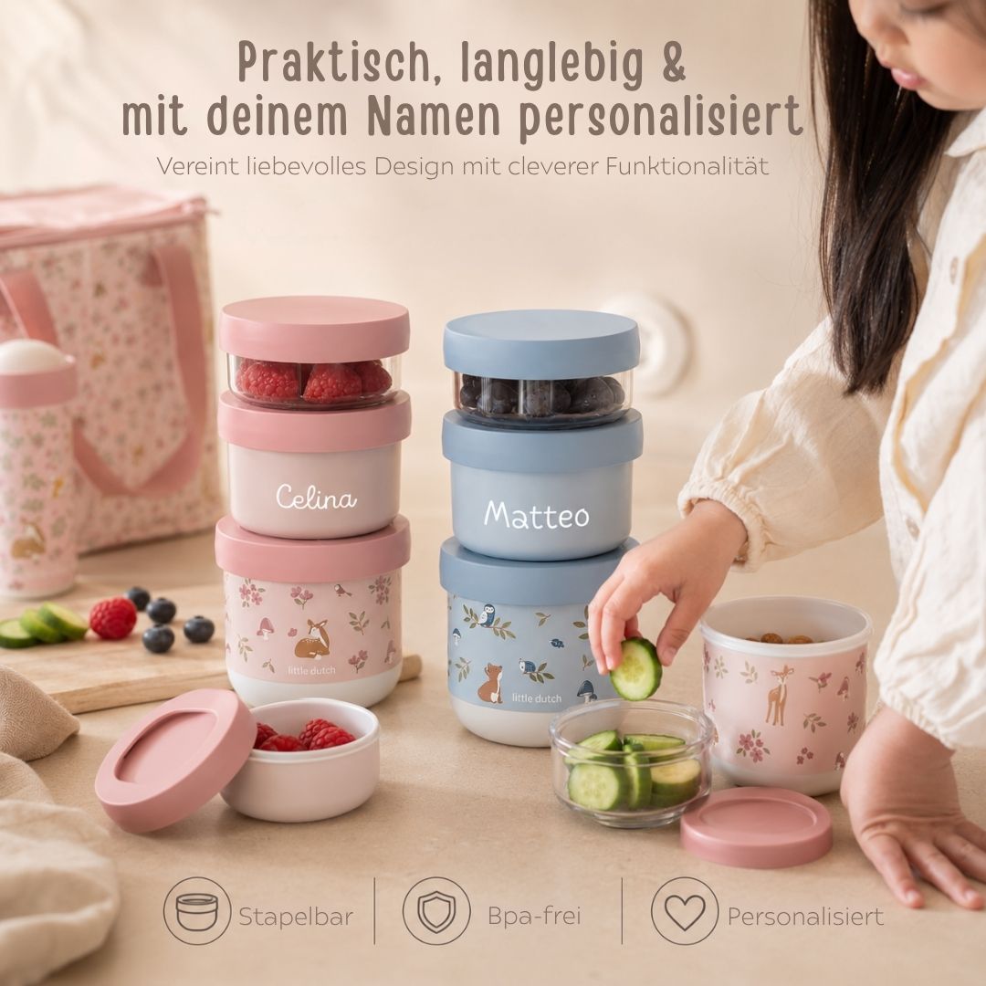 MEPAL x Little Dutch Snackbox stapelbar 3-teilig personalisiert