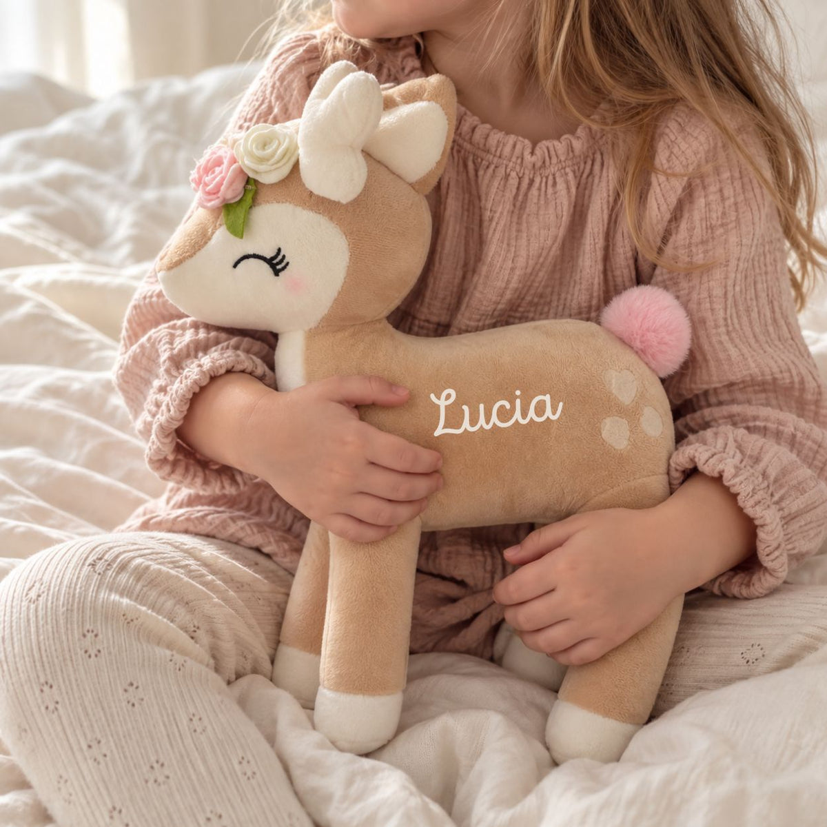 Reh mit Blumenkranz Kuscheltier personalisiert