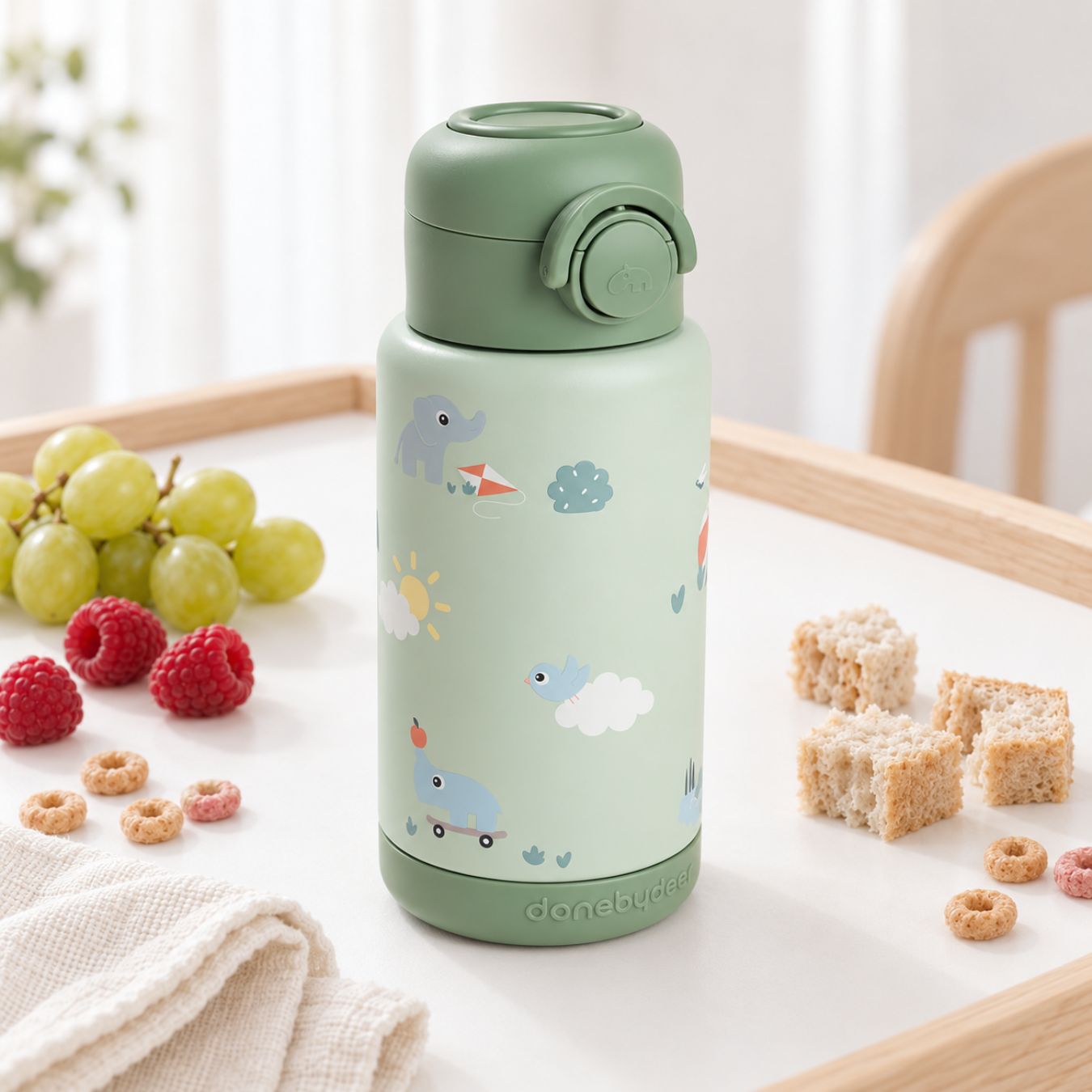 DONEBYDEER Thermos Trinkflasche mit Strohhalm 340ml