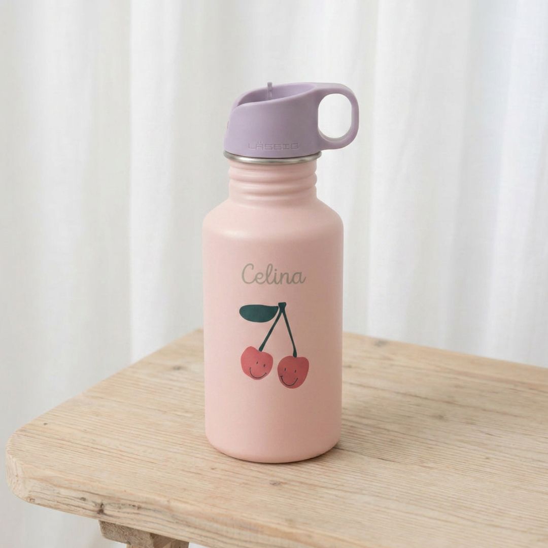 LÄSSIG Edelstahl Kinder Trinkflasche personalisiert - Happy Fruits