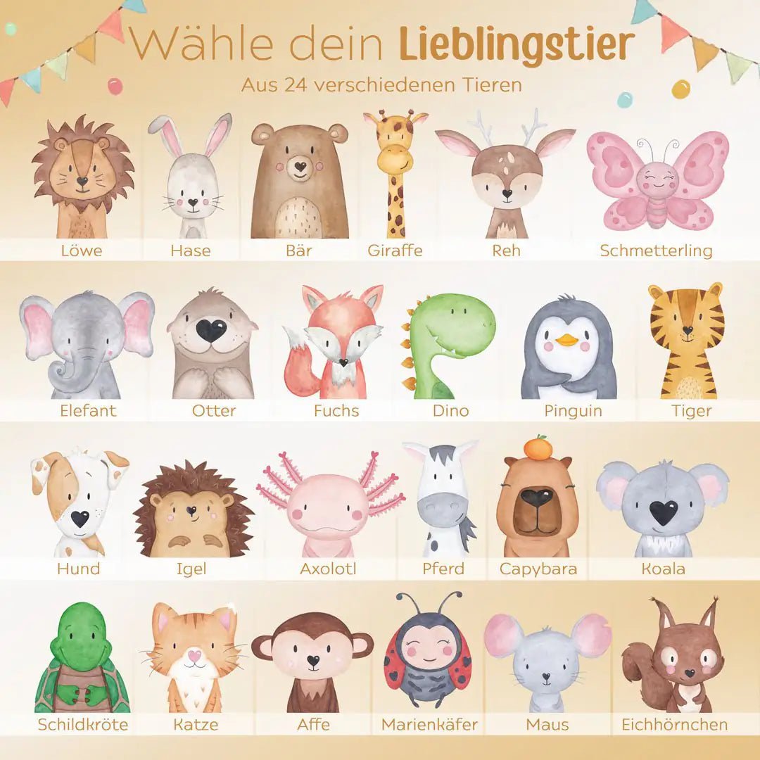 3in 1 Spardose Keramik personalisiert - Tier Girlande Aquarell - wunderwunsch