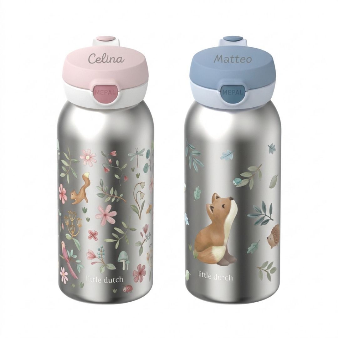 MEPAL x Little Dutch Edelstahl Kinder Trinkflasche Pop-up personalisiert