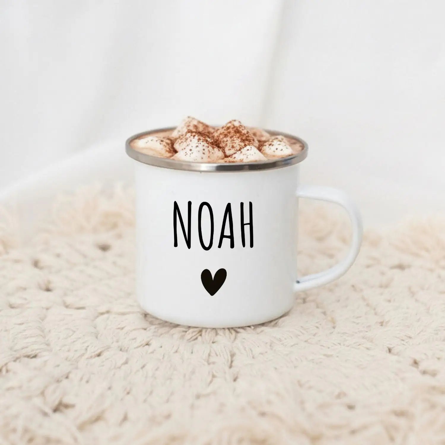 Emaille Kindertasse personalisiert - Name Herz Tasse - wunderwunsch