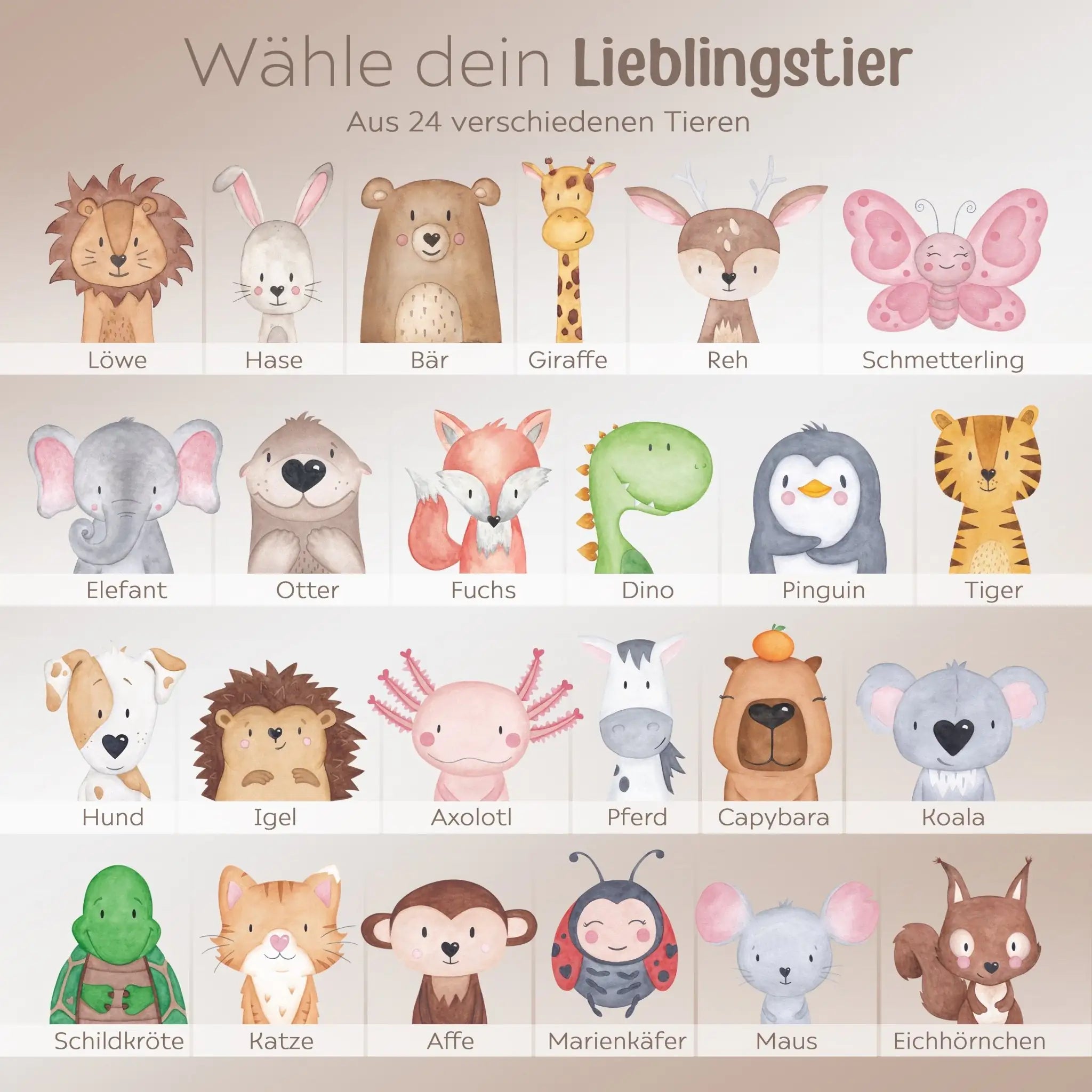 Emaille Kindertasse personalisiert - Tier Aquarell Tasse - wunderwunsch
