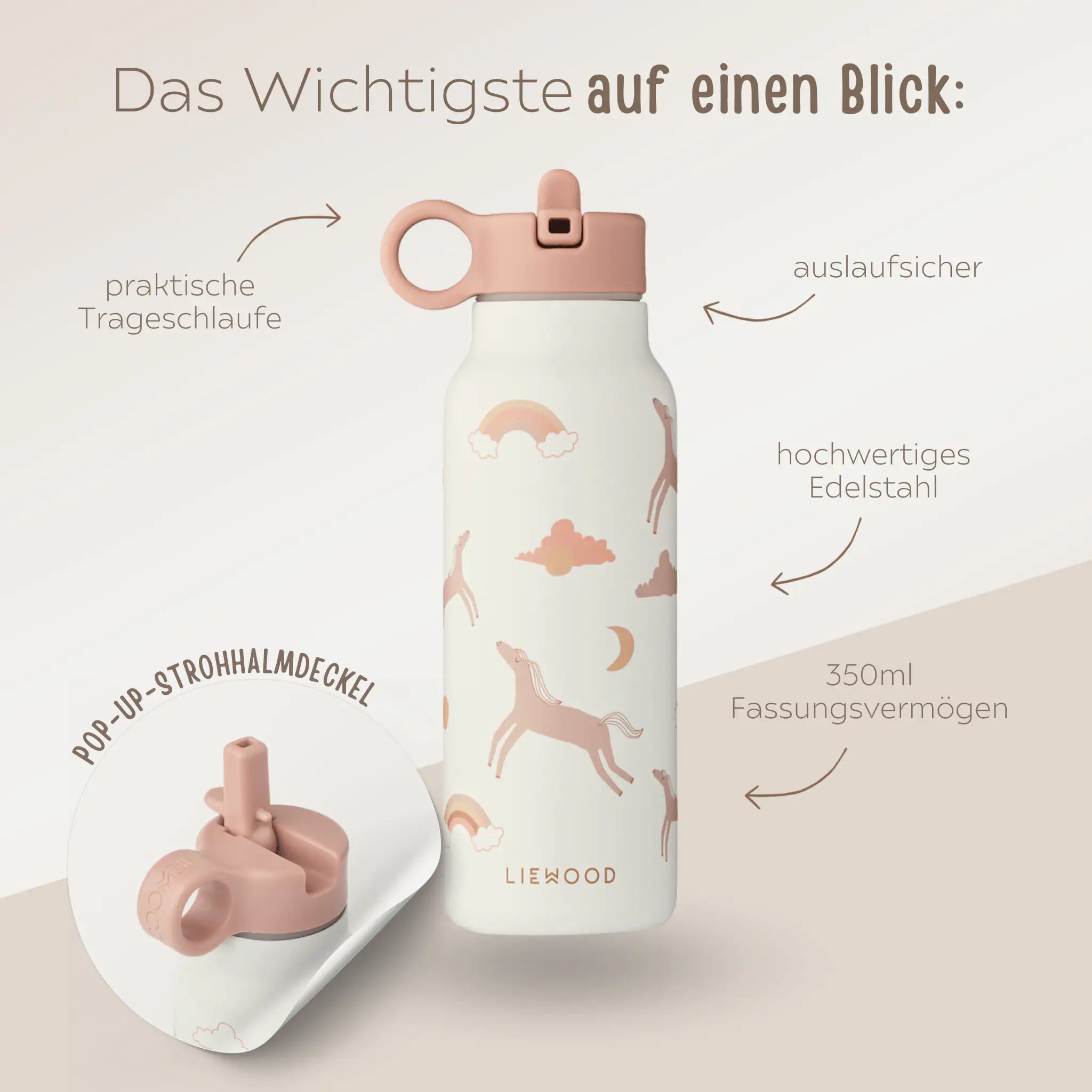 LIEWOOD Trinkflasche Edelstahl 350ml Print Trinkflaschen - wunderwunsch