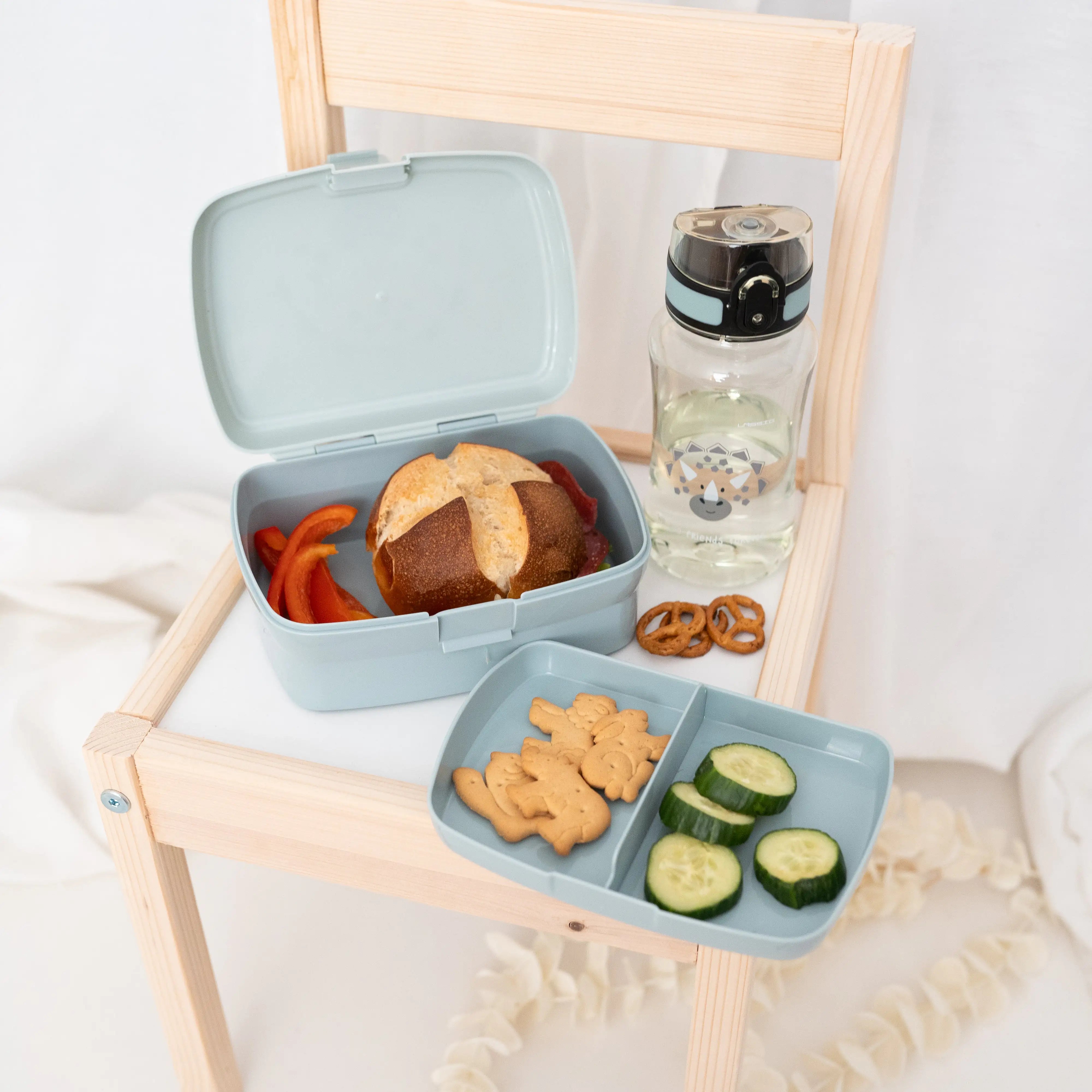 LÄSSIG Set Trinkflasche & Lunchbox - Dino Brotdose - wunderwunsch