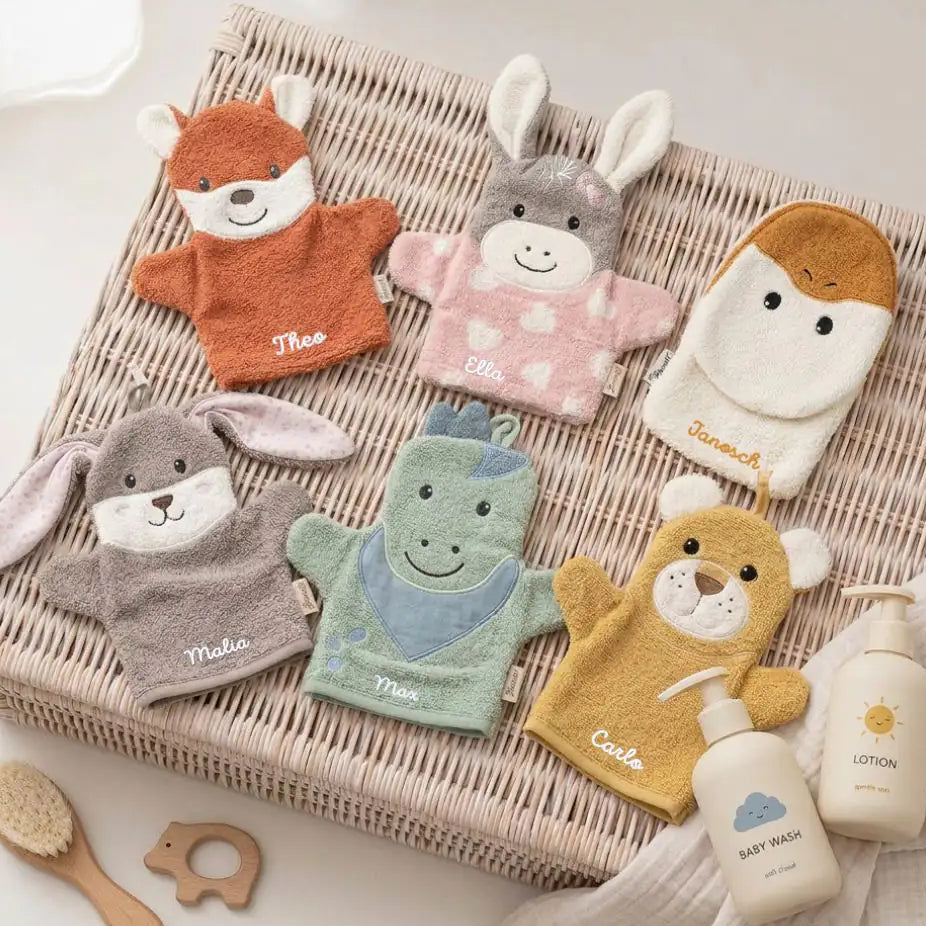STERNTALER Waschhandschuh Tier Frottee personalisierbar Waschlappen - wunderwunsch