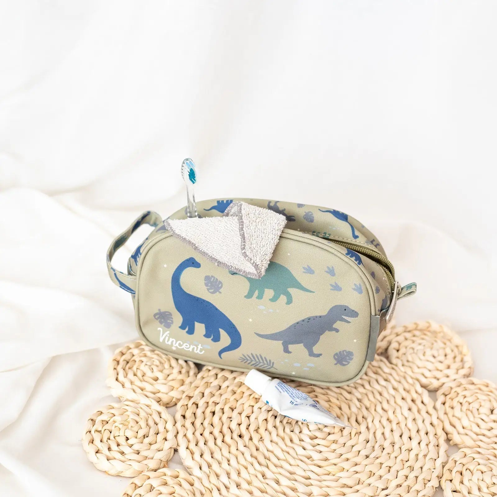 A Little Lovely Company Kulturbeutel Kinder personalisiert - Fuchs, Schmetterling oder Dino - wunderwunsch