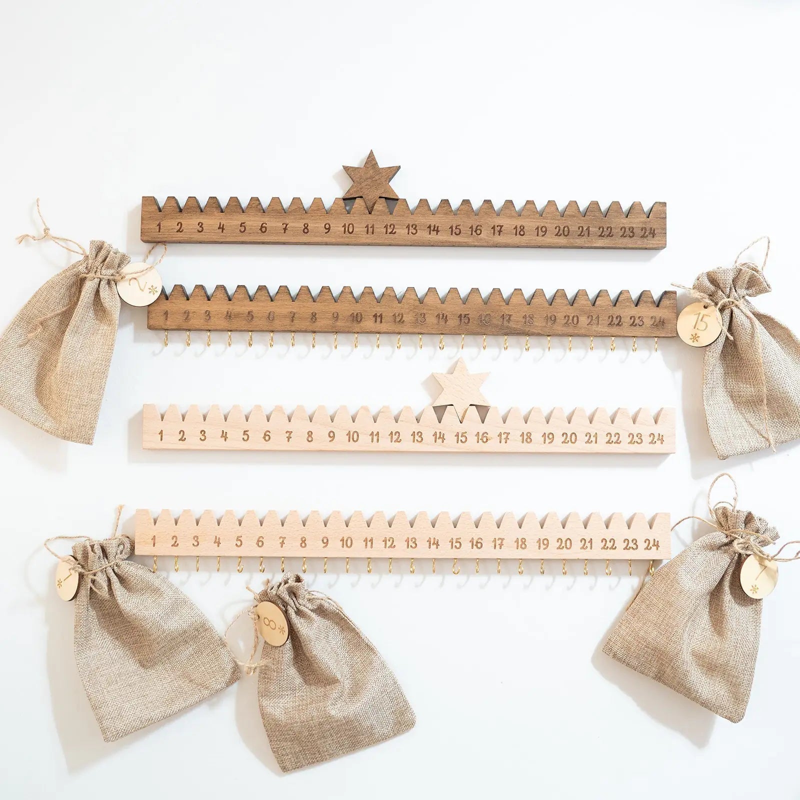 Adventskalender Holzleiste mit Stern - wunderwunsch