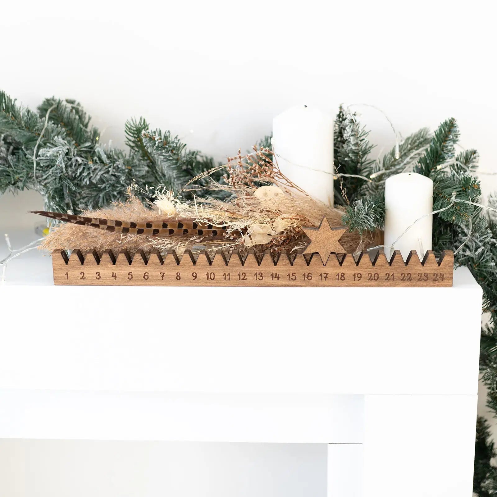 Adventskalender Holzleiste mit Stern - wunderwunsch