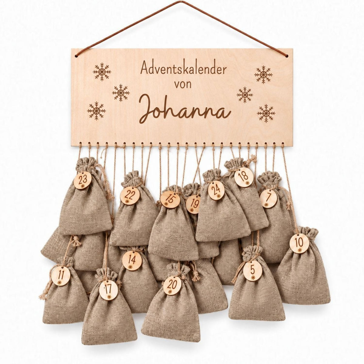 Adventskalender personalisiert - Schneeflocken Gravur - wunderwunsch