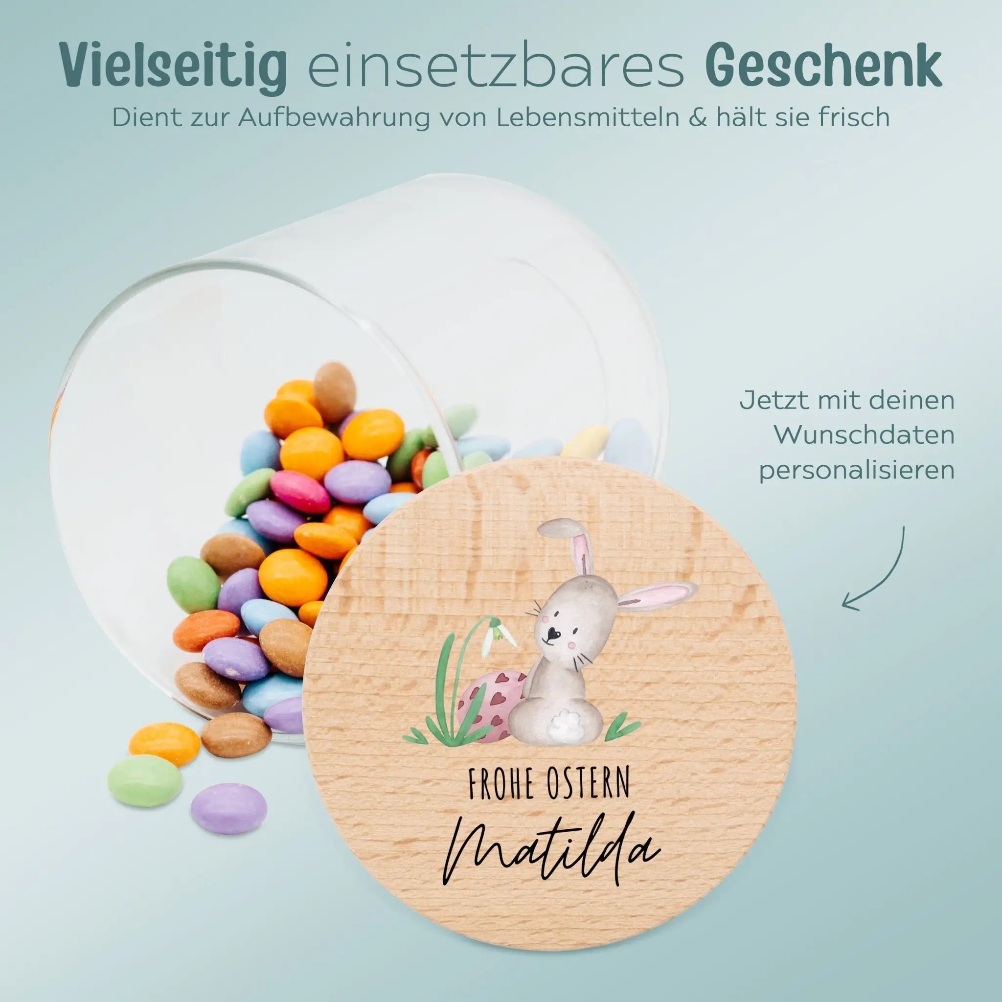 Aufbewahrungsglas "Frohe Ostern" Aquarell - wunderwunsch