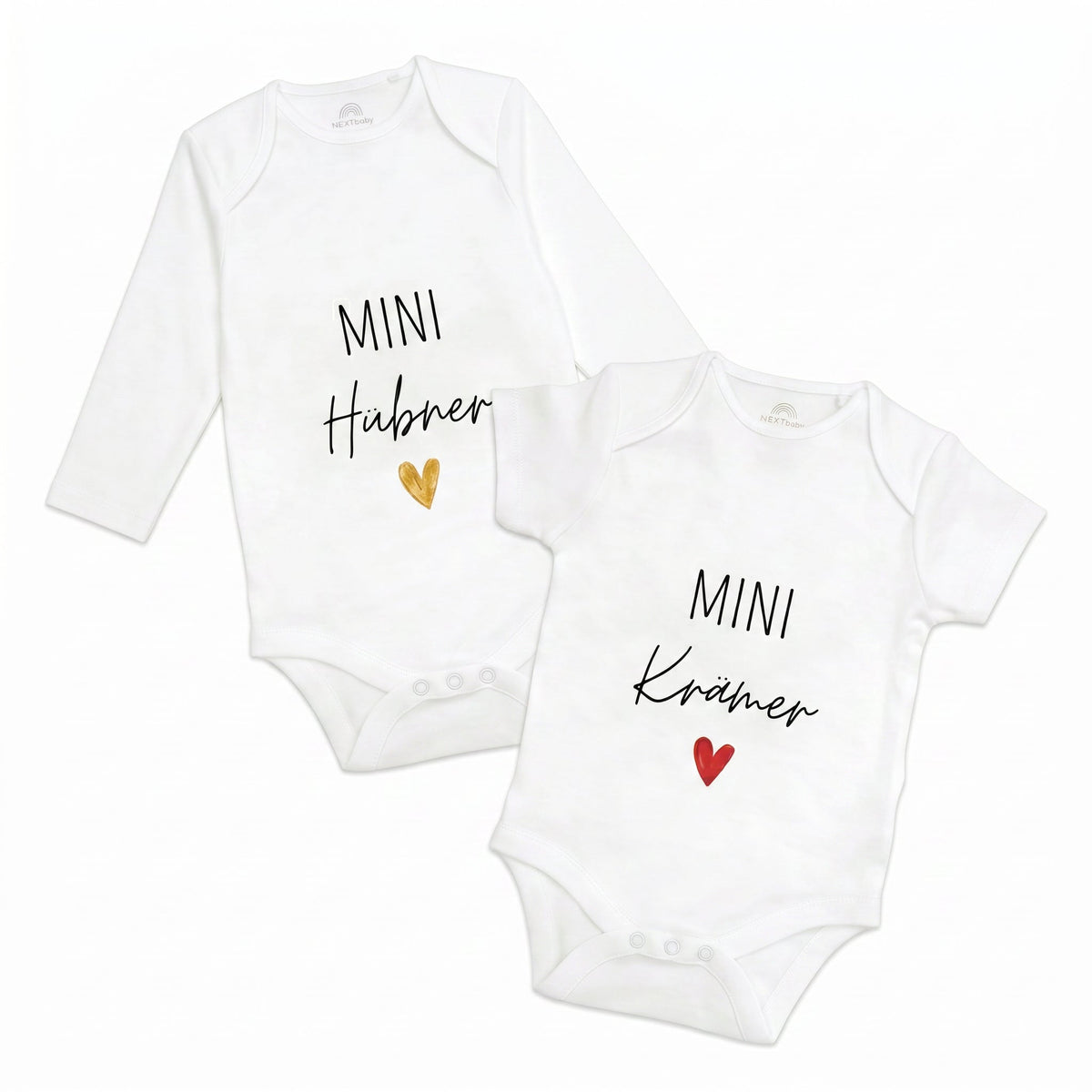 Baby Body "Mini Nachname" Herz personalisiert - wunderwunsch