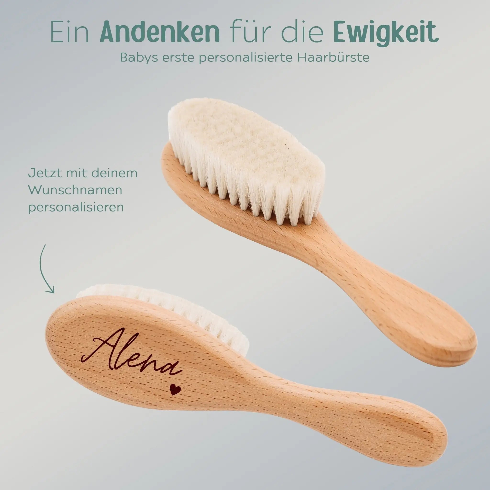 Babyhaarbürste personalisiert - Herz oder Zweig - wunderwunsch