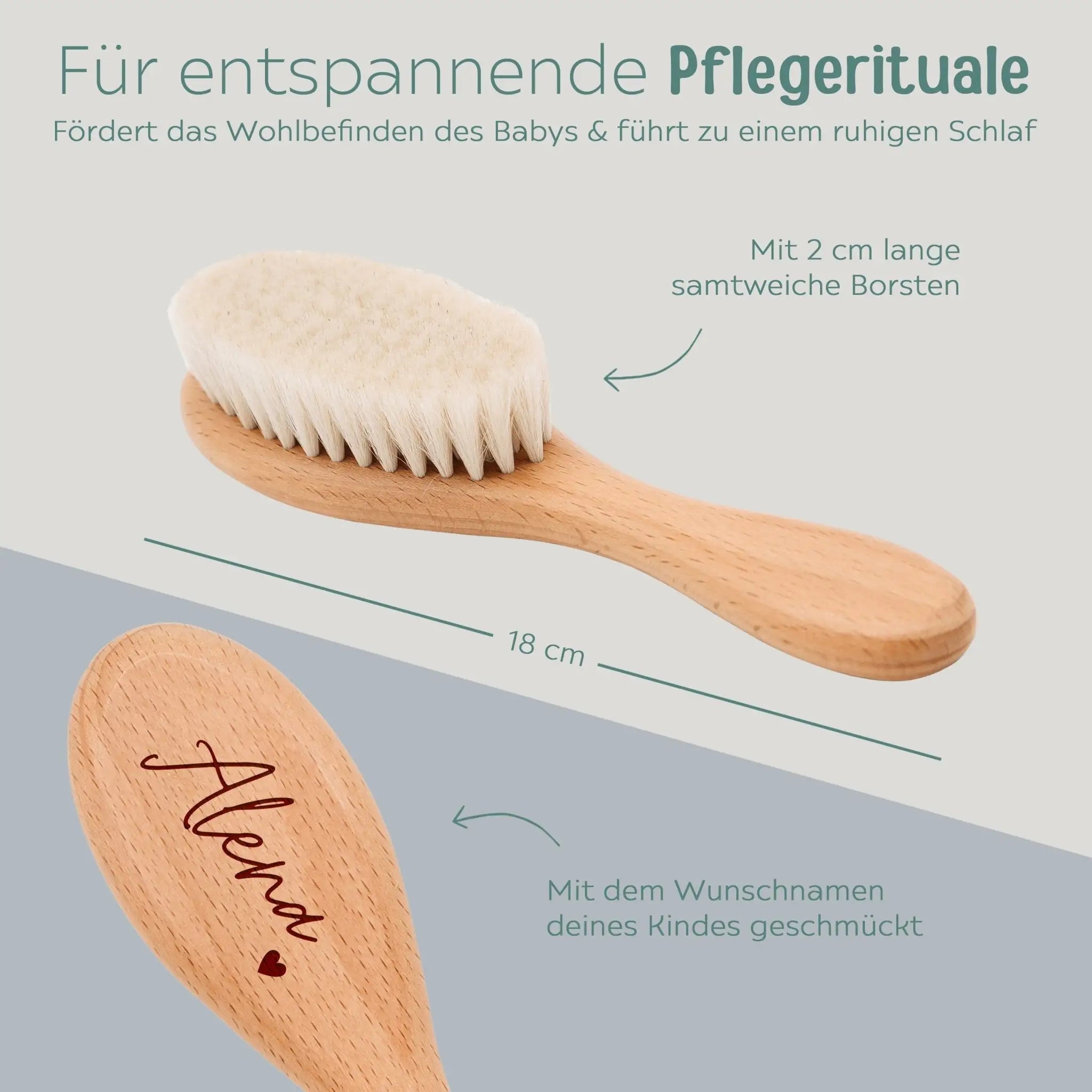 Babyhaarbürste personalisiert - Herz oder Zweig - wunderwunsch