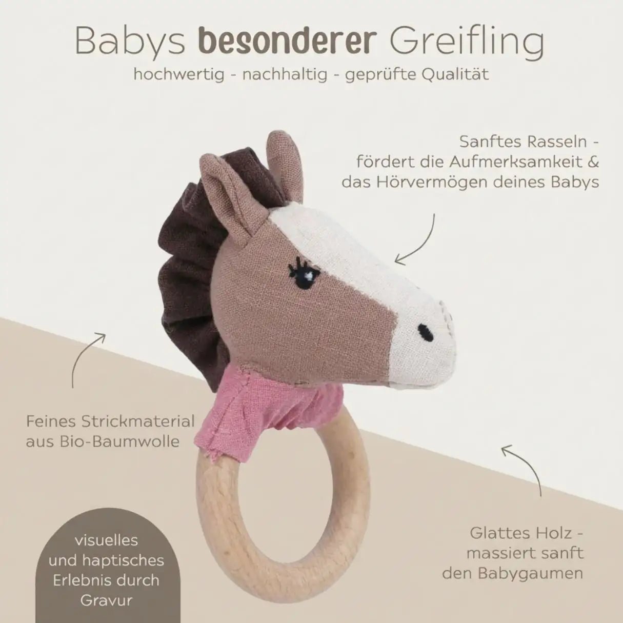 Babyrassel Pferd personalisierbar - wunderwunsch