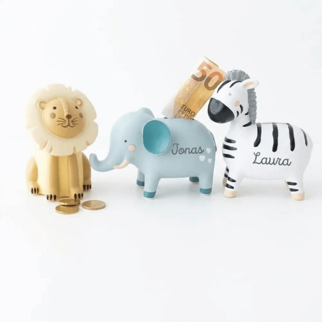 BAMBINO Tier Spardose aus Resin personalisierbar - wunderwunsch