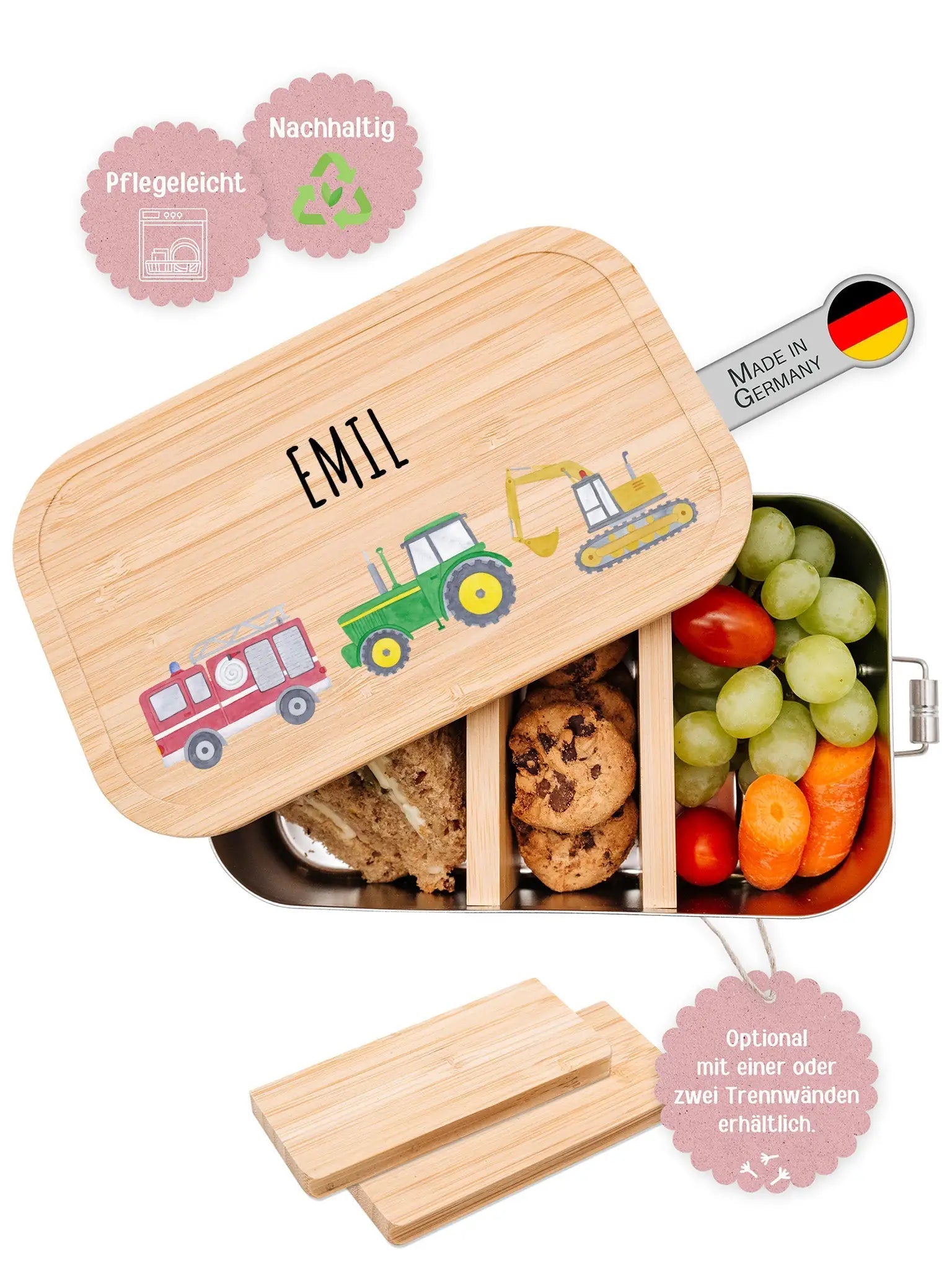 Brotdose Edelstahl personalisiert - Fahrzeuge Aquarell - wunderwunsch
