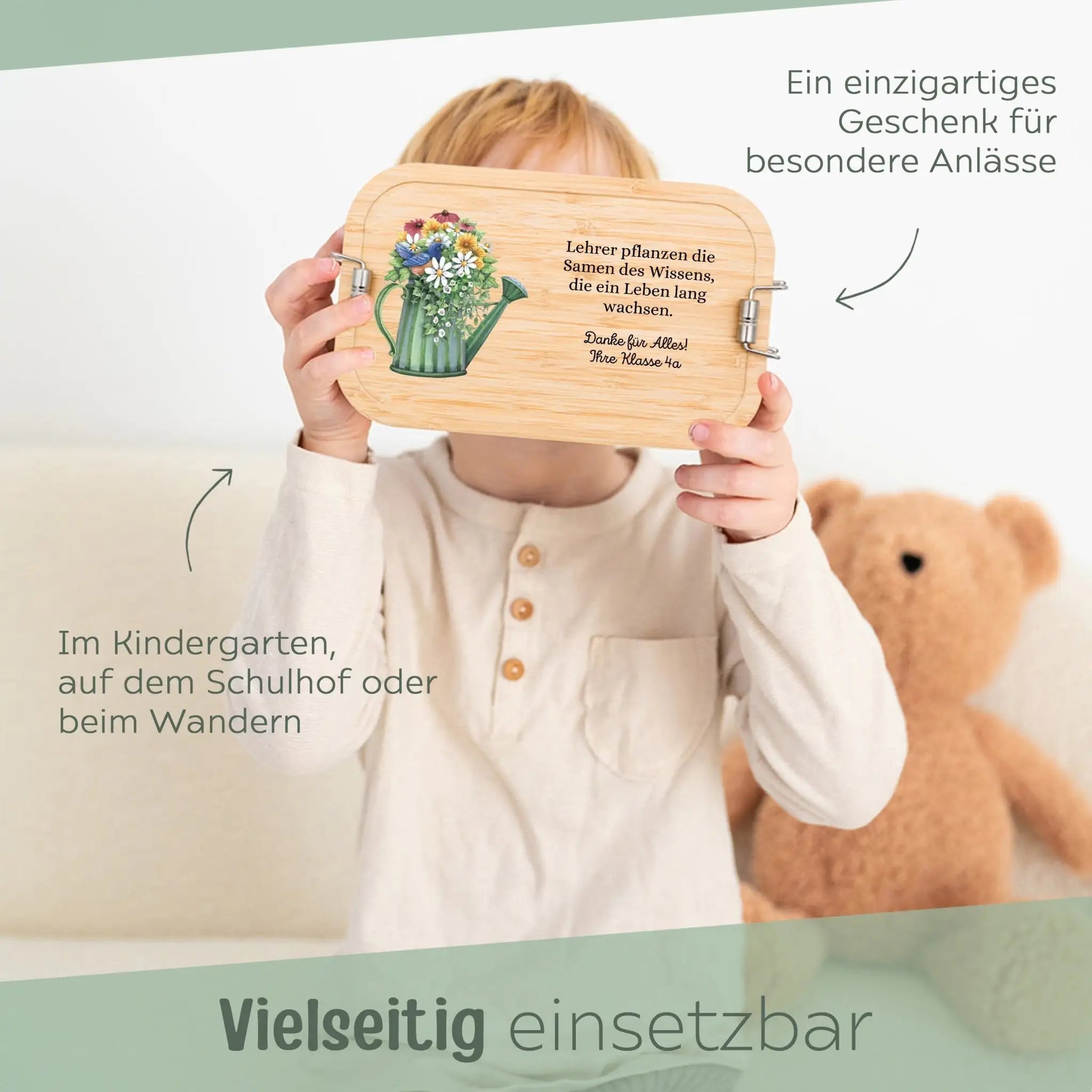 Brotdose Edelstahl personalisiert - Lehrer Gießkanne Aquarell - wunderwunsch