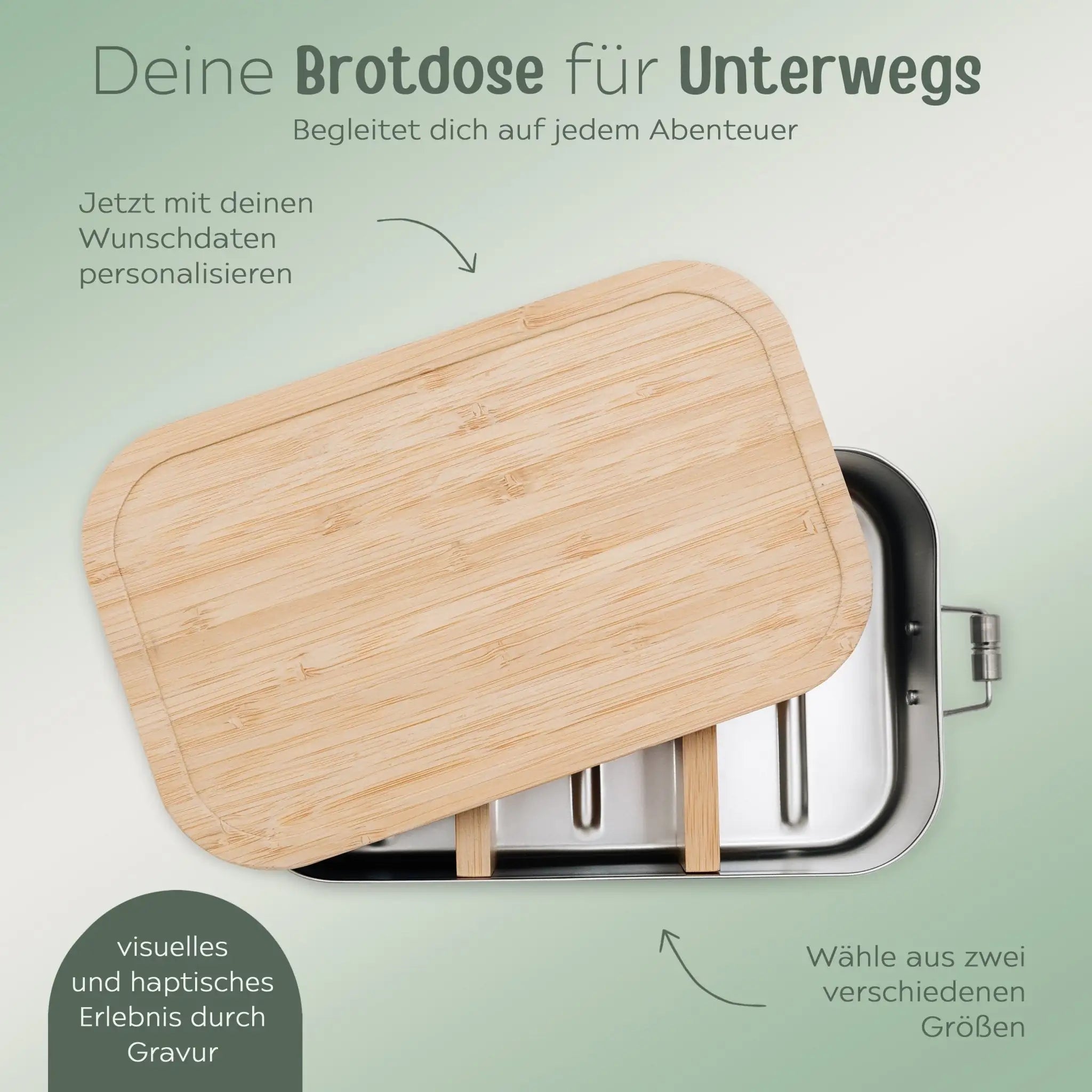 Brotdose Edelstahl personalisiert - Tiere Nadelwald Aquarell - wunderwunsch