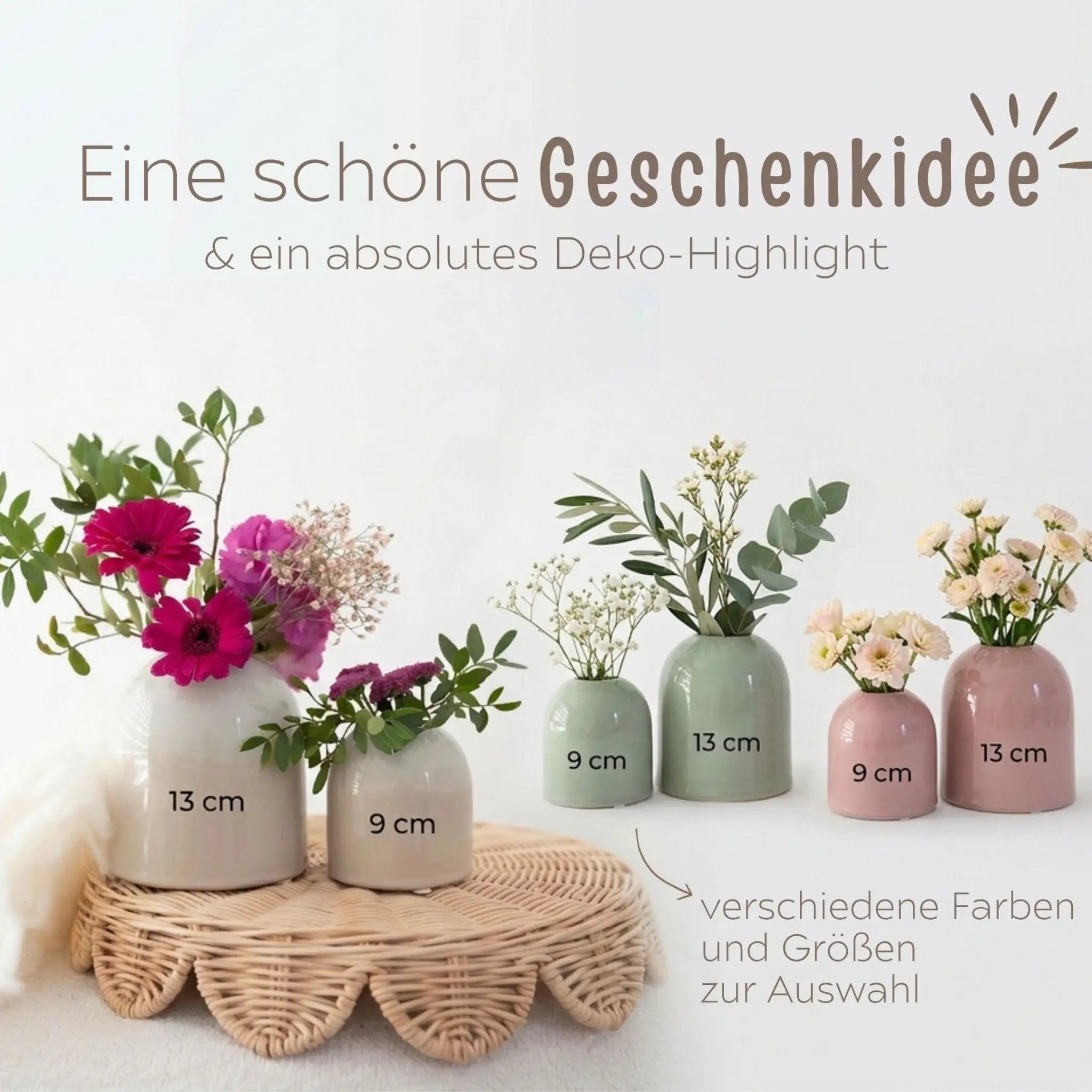 Bunte Vase aus Keramik - Danke, für all die kleinen und großen Dinge - wunderwunsch