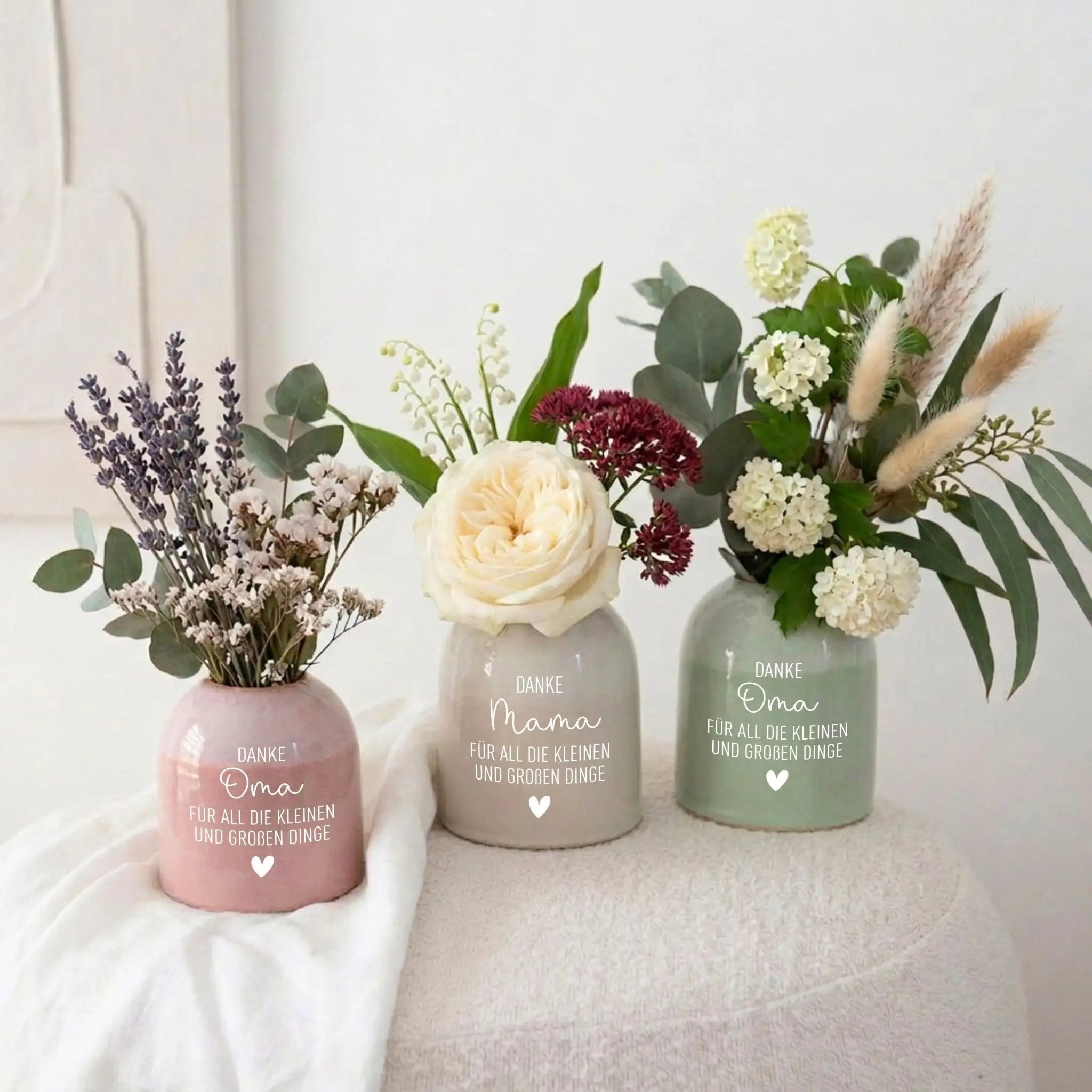 Bunte Vase aus Keramik - Danke, für all die kleinen und großen Dinge - wunderwunsch