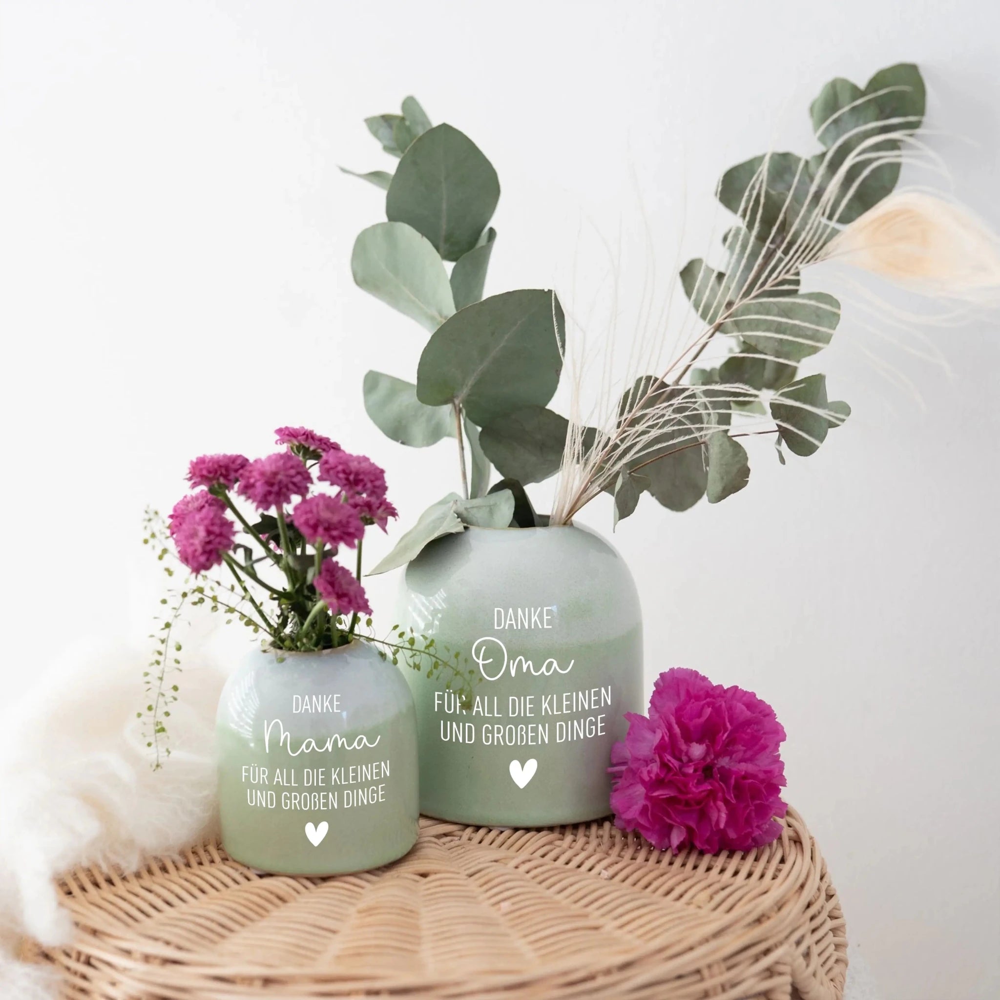 Bunte Vase aus Keramik - Danke, für all die kleinen und großen Dinge - wunderwunsch