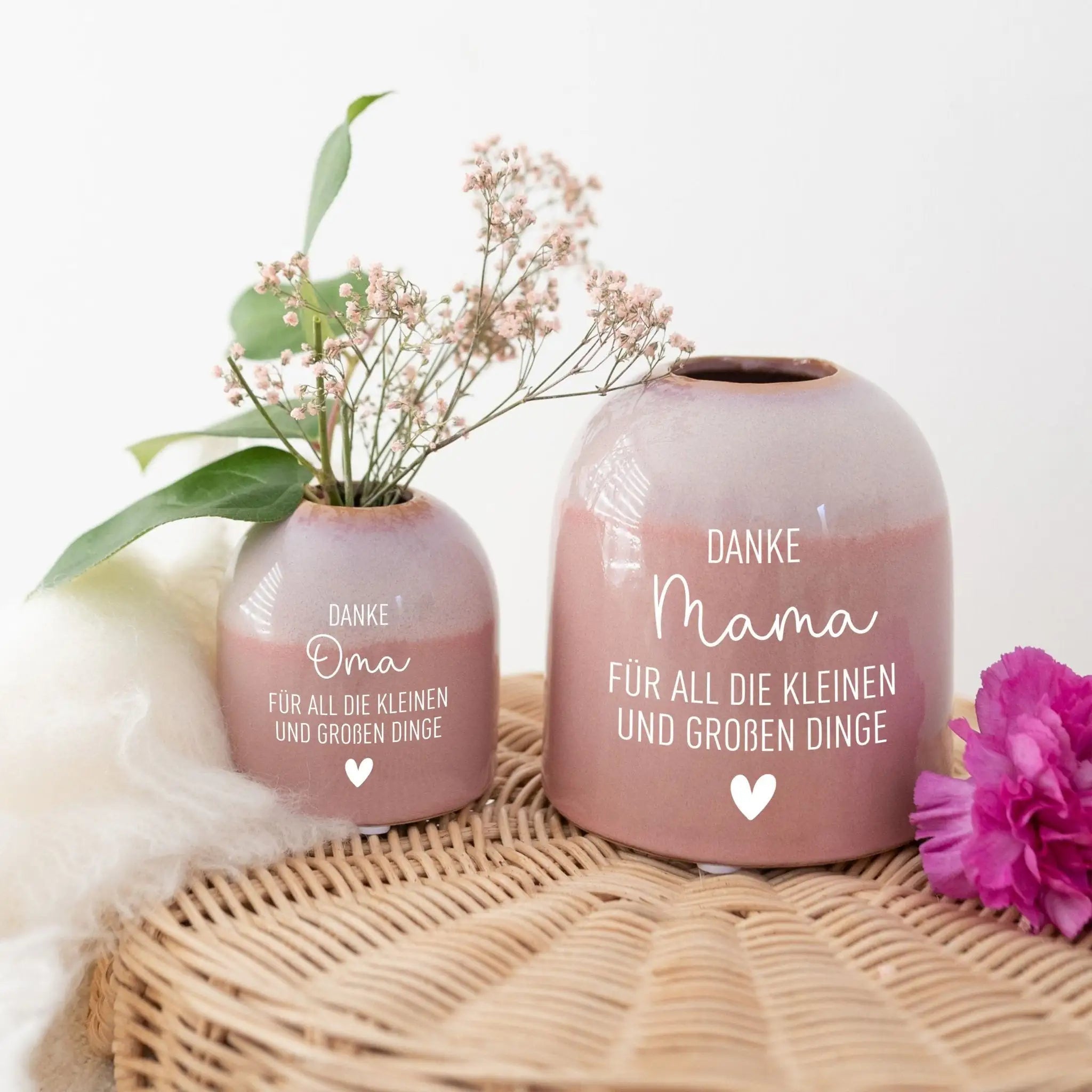 Bunte Vase aus Keramik - Danke, für all die kleinen und großen Dinge - wunderwunsch