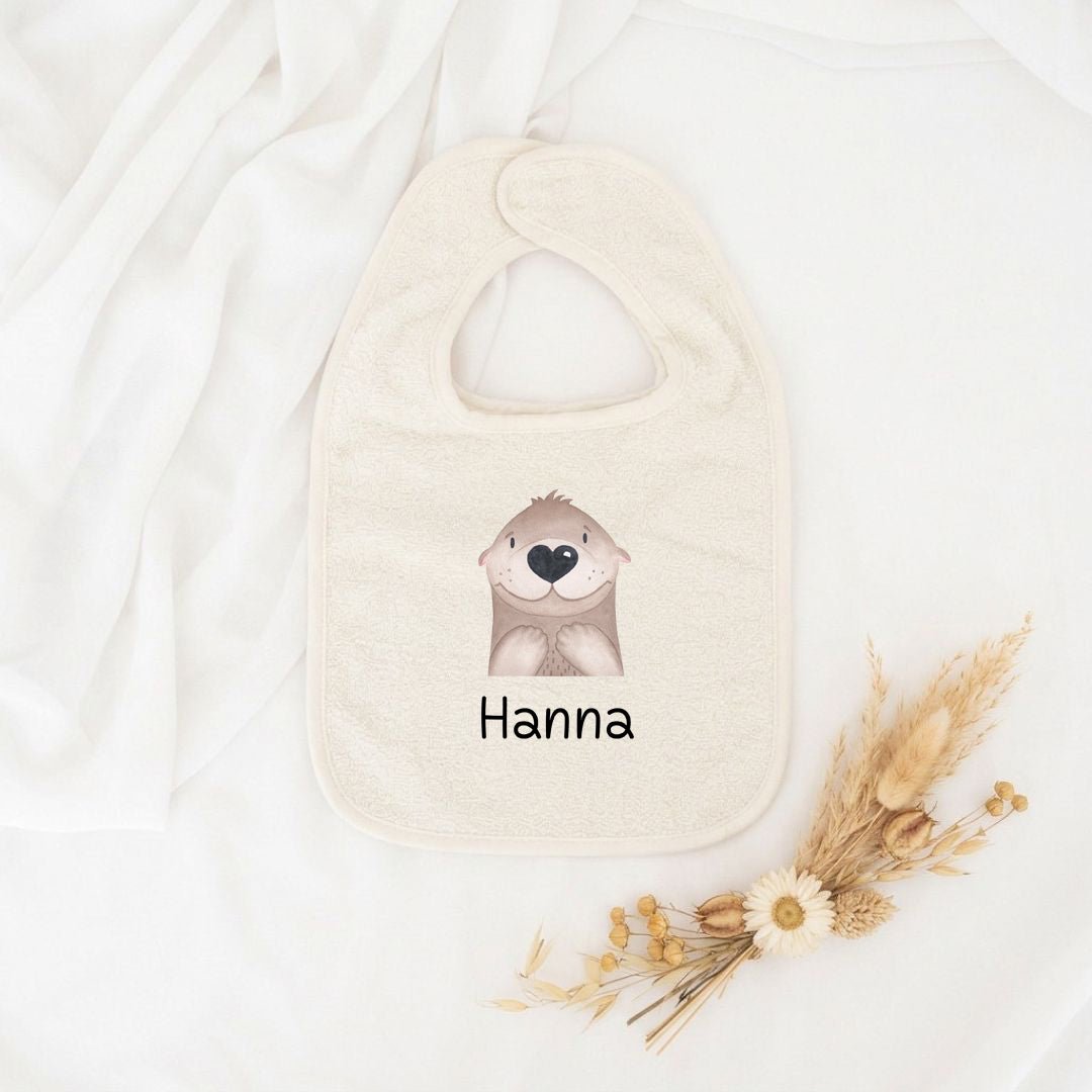 Buntes Lätzchen aus Baumwolle "Tier" personalisiert - wunderwunsch