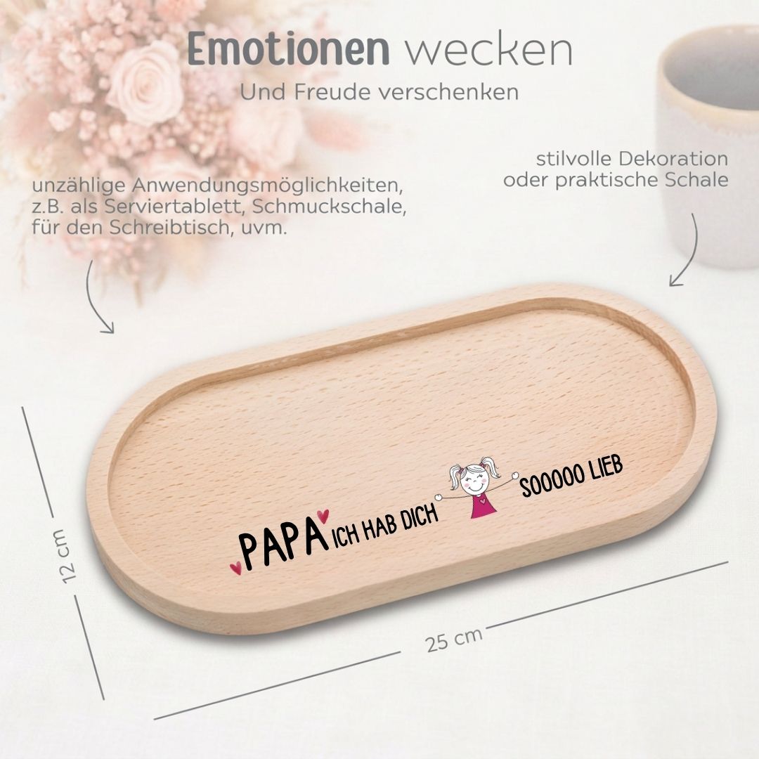 Deko Serviertablett aus Holz - Papa ich hab dich sooo lieb - wunderwunsch