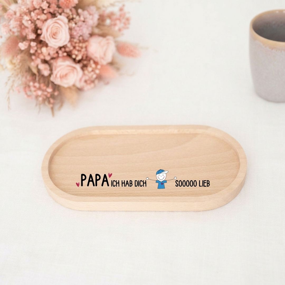 Deko Serviertablett aus Holz - Papa ich hab dich sooo lieb - wunderwunsch