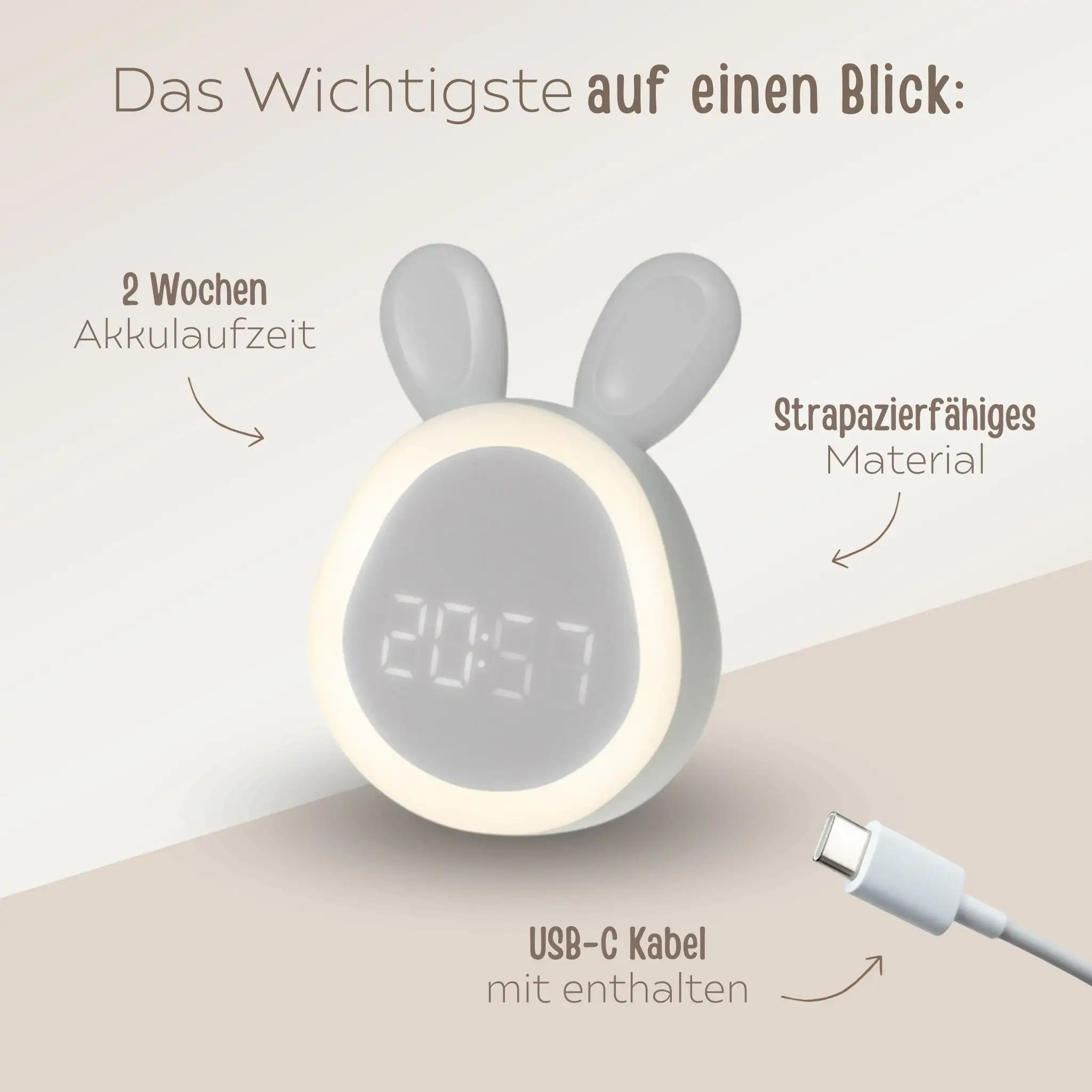 ECO LIGHT Wecker - Hasenkopf - wunderwunsch