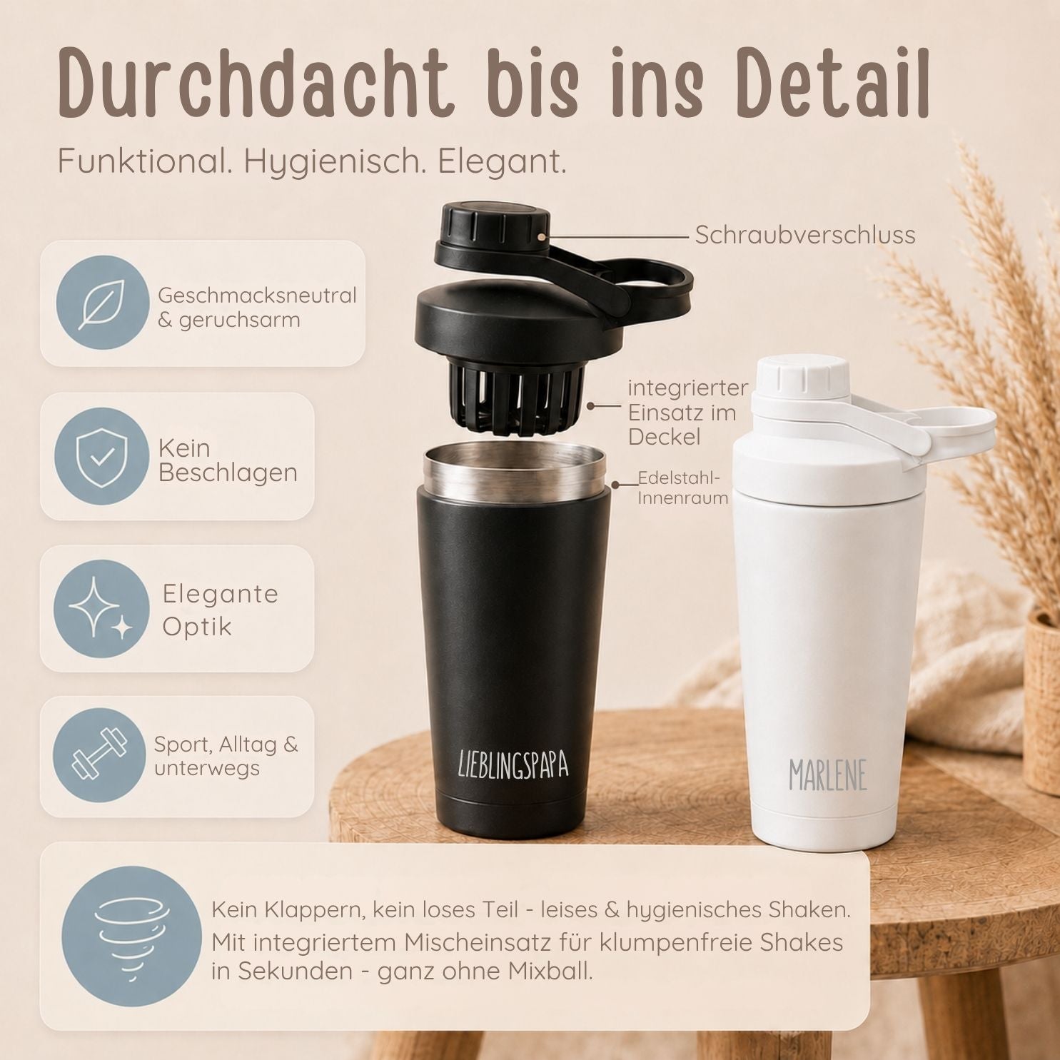 Edelstahl Shaker 700ml personalisiert - Wunschname - wunderwunsch