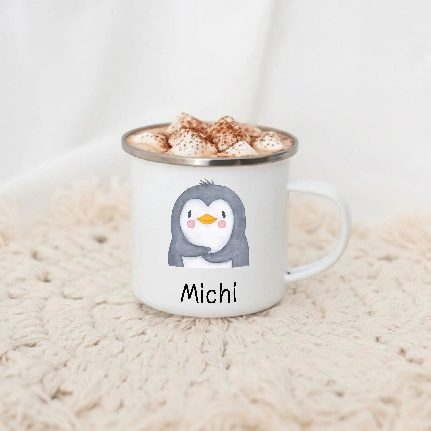 Emaille Kindertasse personalisiert - Tier Aquarell - wunderwunsch