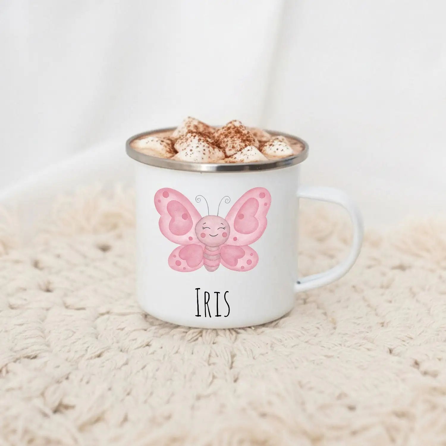 Emaille Kindertasse personalisiert - Tier Aquarell - wunderwunsch