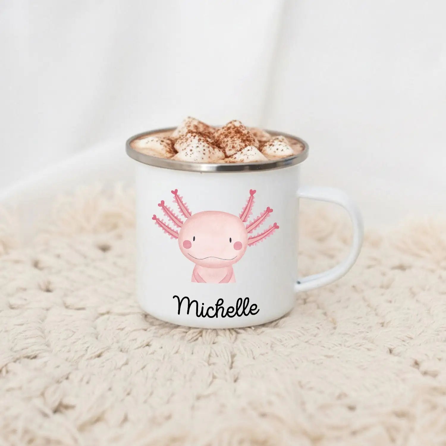 Emaille Kindertasse personalisiert - Tier Aquarell - wunderwunsch