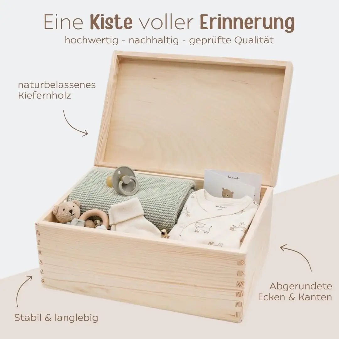 Erinnerungsbox Holz mit Wunschdaten – Tier Aquarell - wunderwunsch