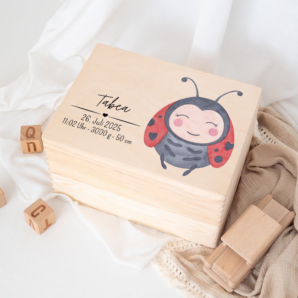 Erinnerungsbox Holz mit Wunschdaten – Tier Aquarell - wunderwunsch