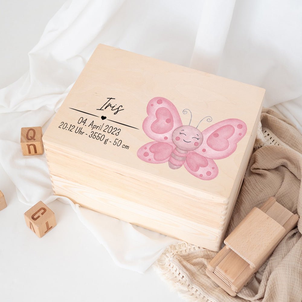 Erinnerungsbox Holz mit Wunschdaten – Tier Aquarell - wunderwunsch
