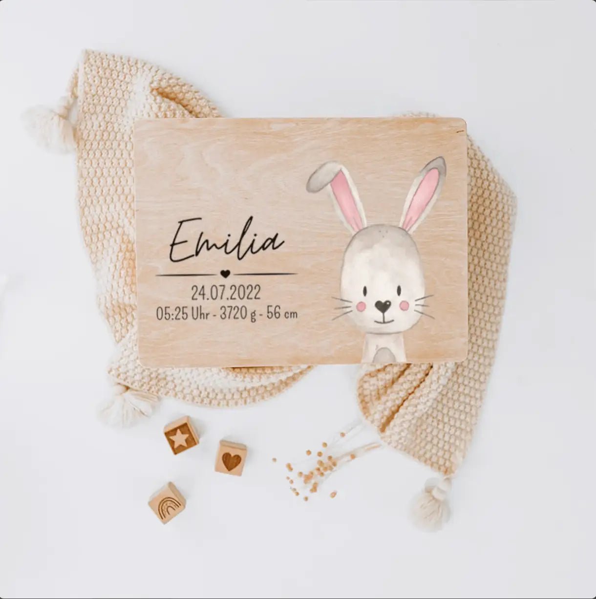Erinnerungsbox Holz mit Wunschdaten – Tier Aquarell - wunderwunsch