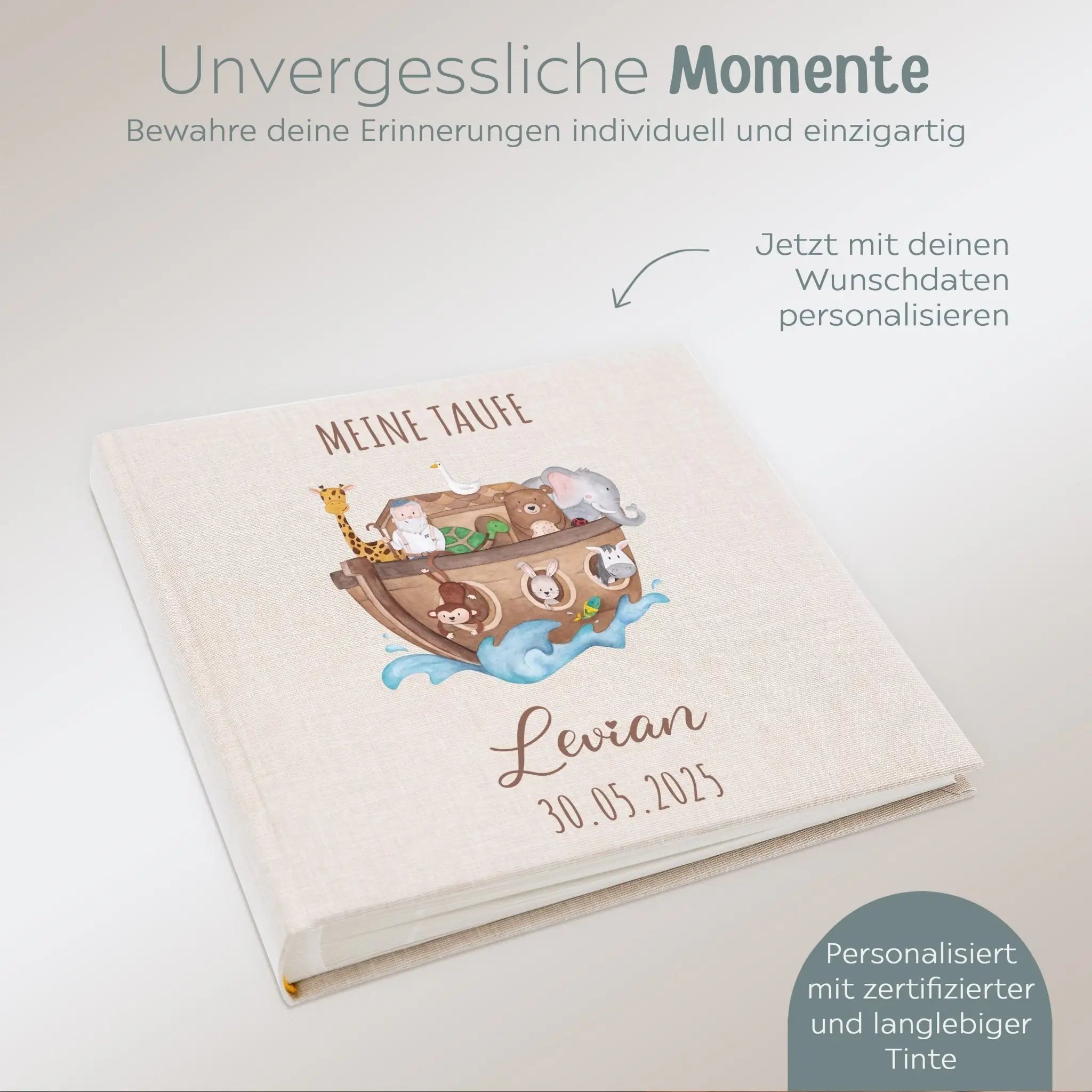 Fotoalbum mit Leineneinband - Meine Taufe - wunderwunsch