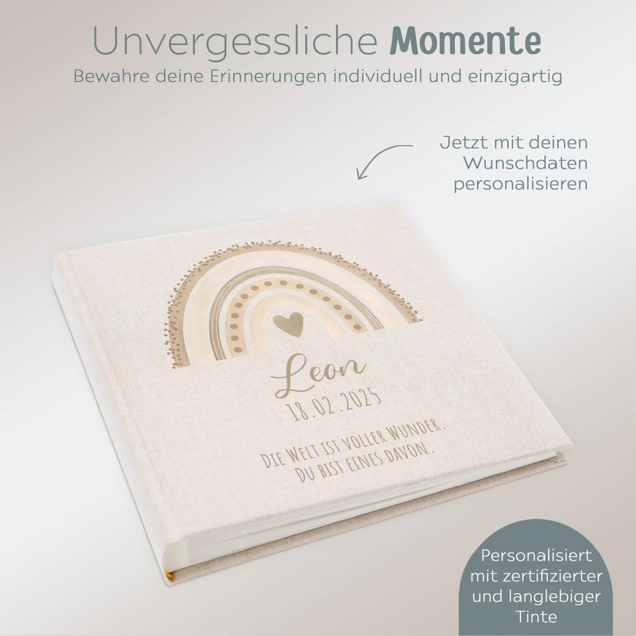 Fotoalbum mit Leineneinband - Regenbogen Punkte Aquarell - wunderwunsch