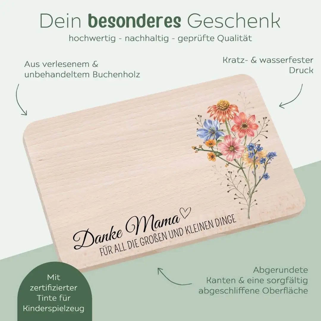 Frühstücksbrett "Danke für all die große und kleinen Dinge" - wunderwunsch