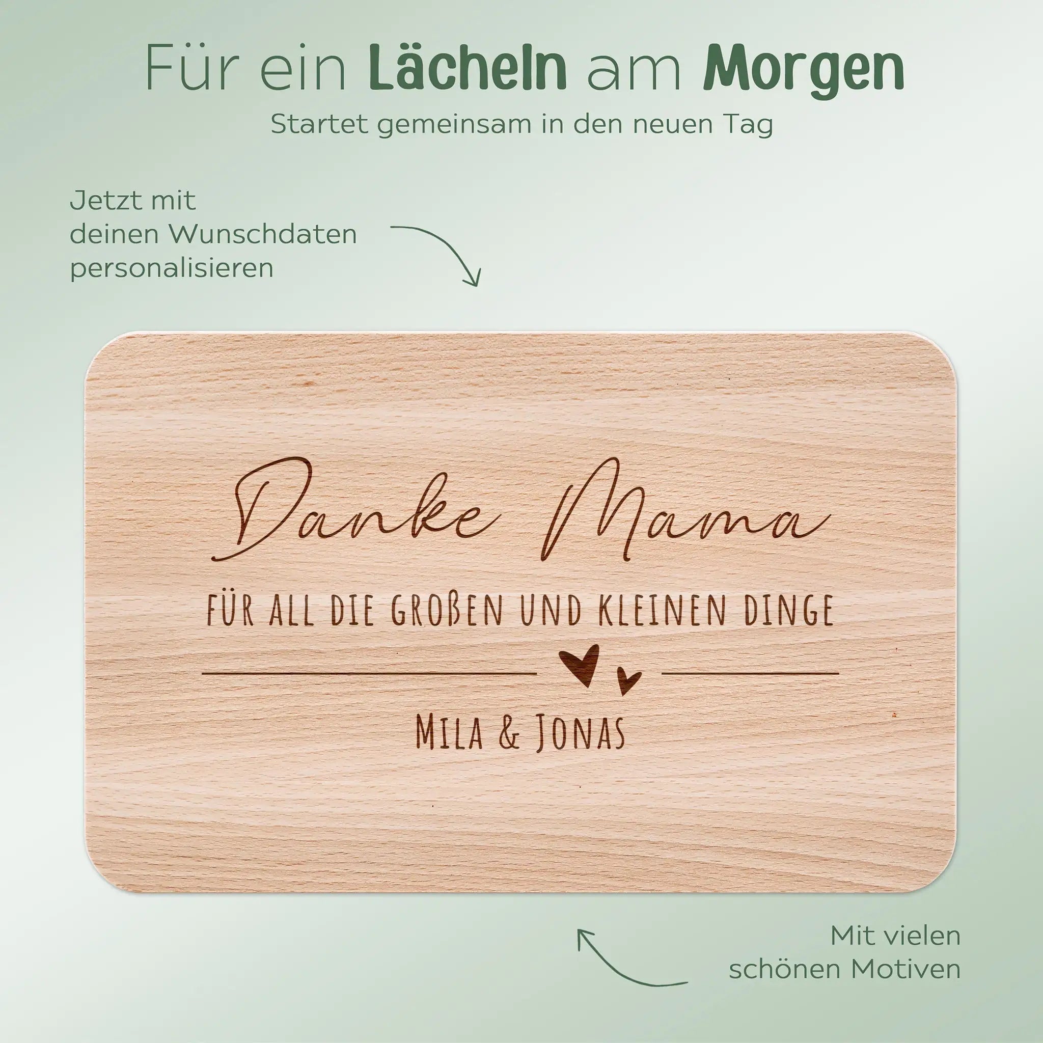 Frühstücksbrett "Danke Mama..." oder "Danke Papa..." - wunderwunsch