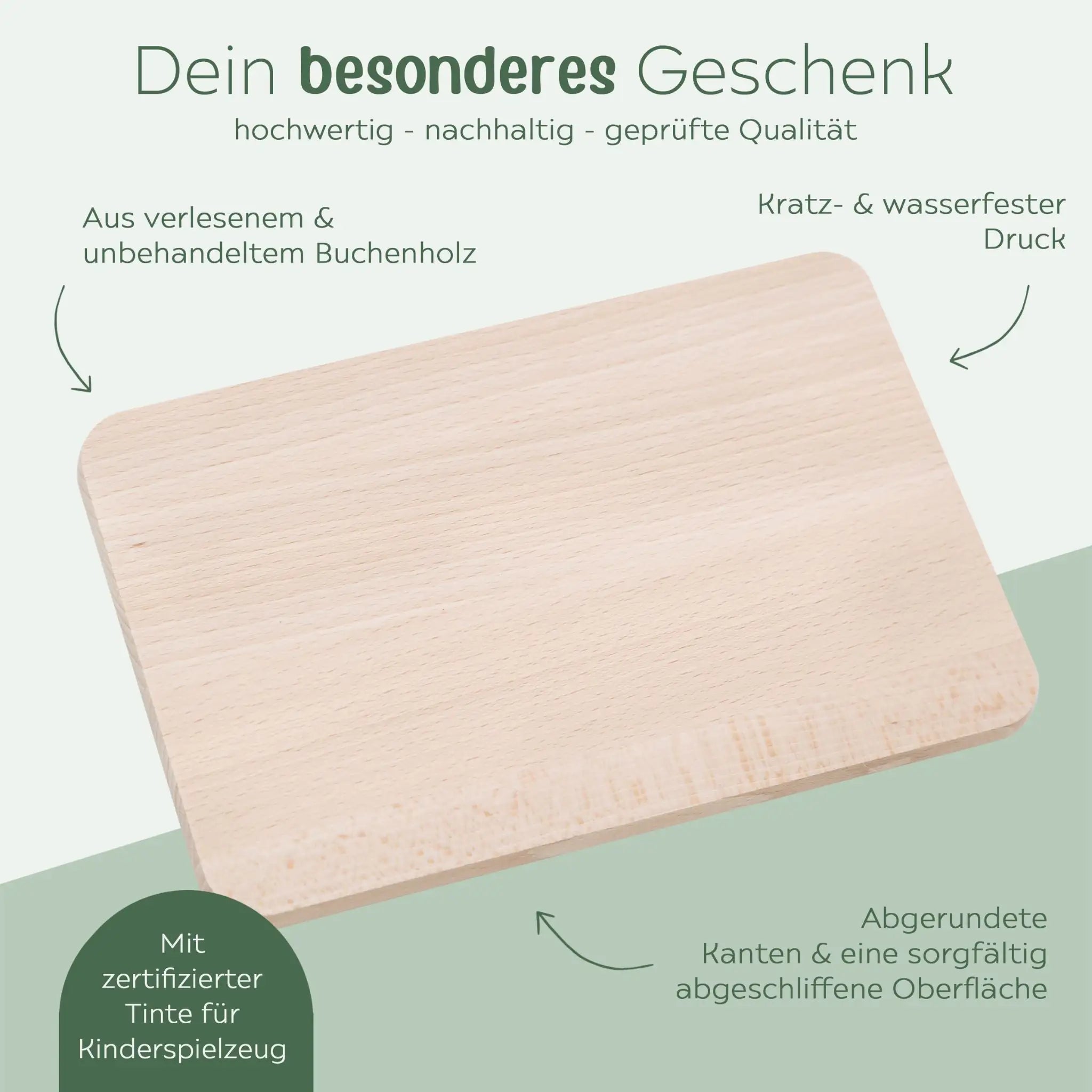 Frühstücksbrett und Emaille Kindertasse personalisiert - Weihnachtstiere Sterne bunt - wunderwunsch