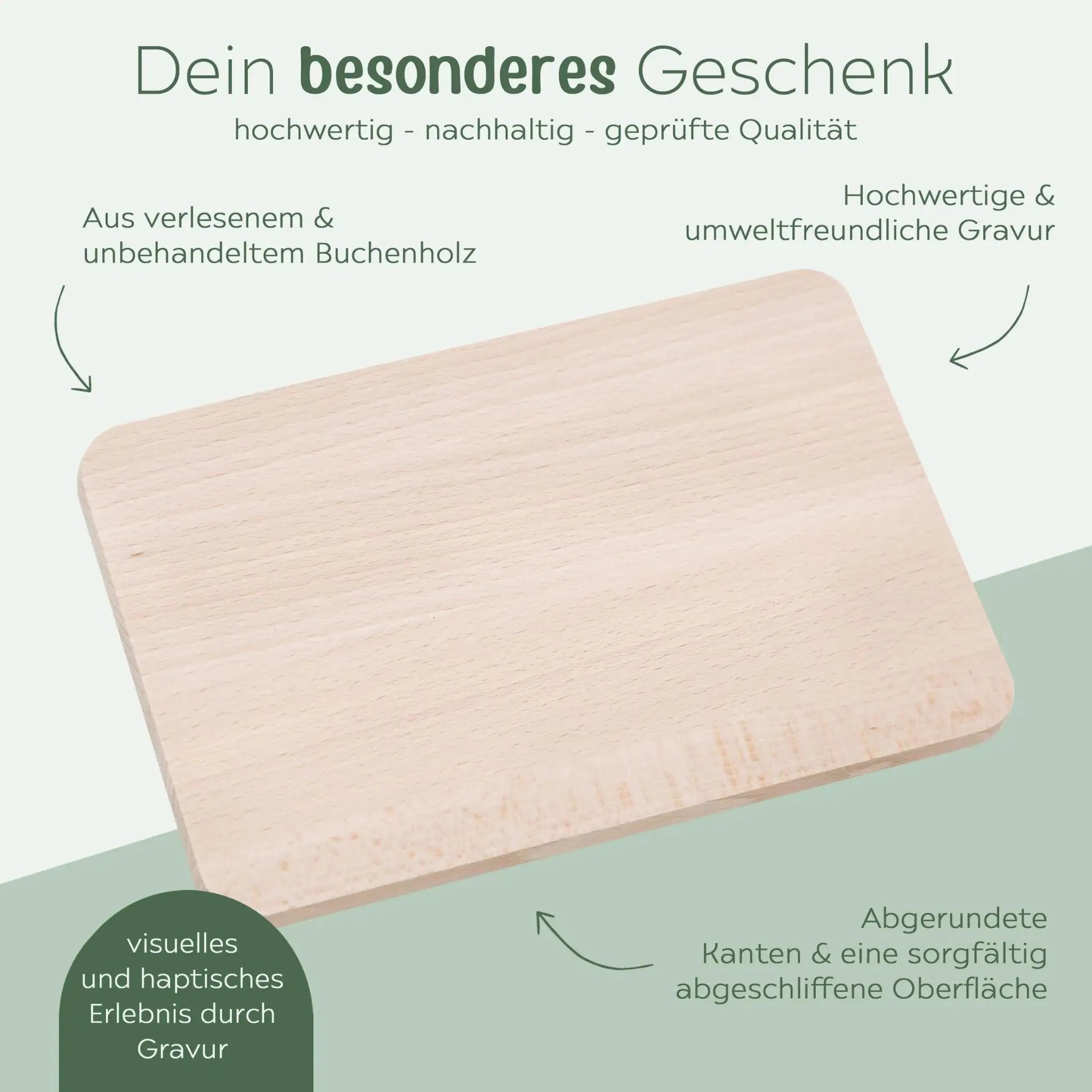 Frühstücksbrettchen mit Kindermesser personalisiert - Tiere unten Gravur - wunderwunsch