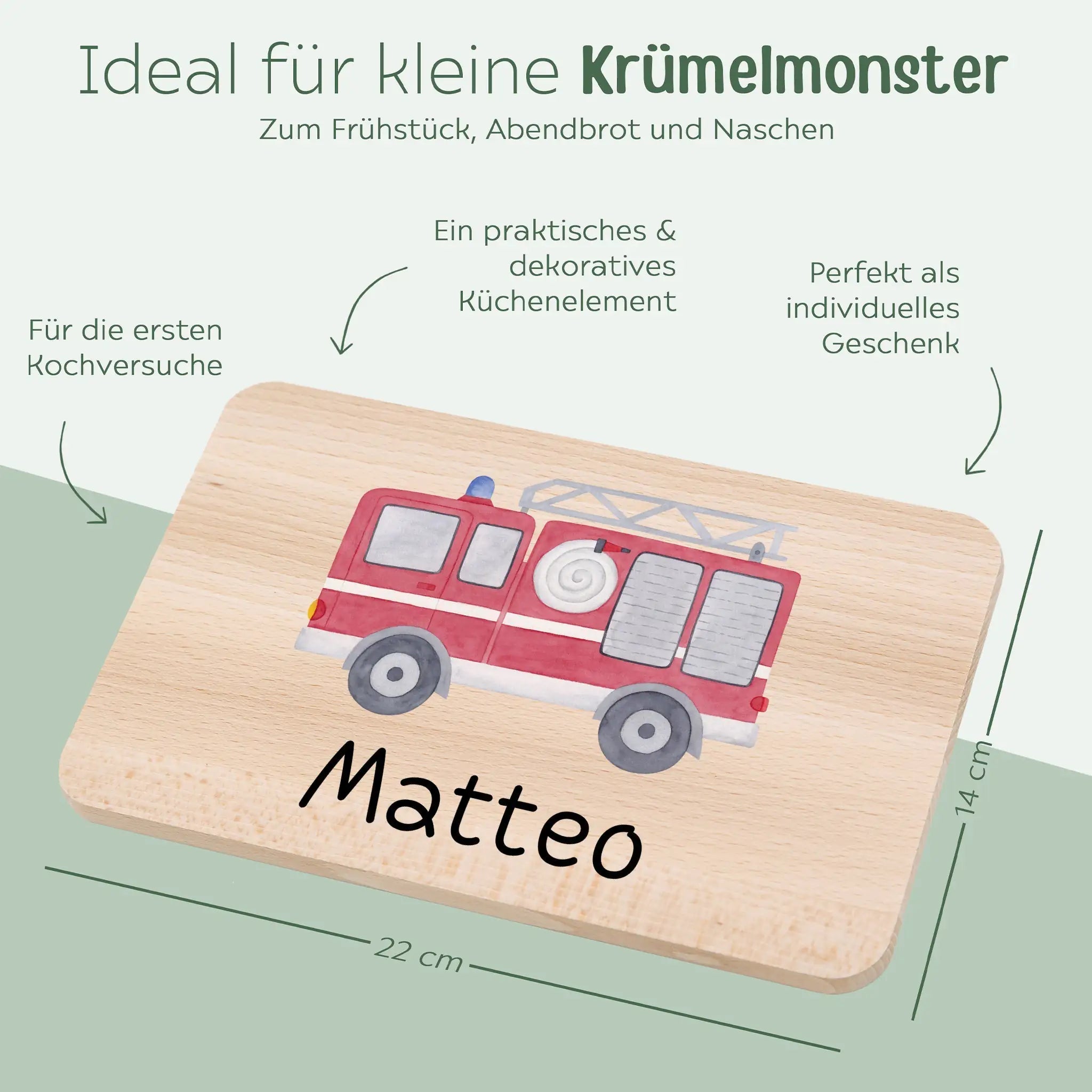 Frühstücksbrettchen personalisiert - Fahrzeug Aquarell - wunderwunsch