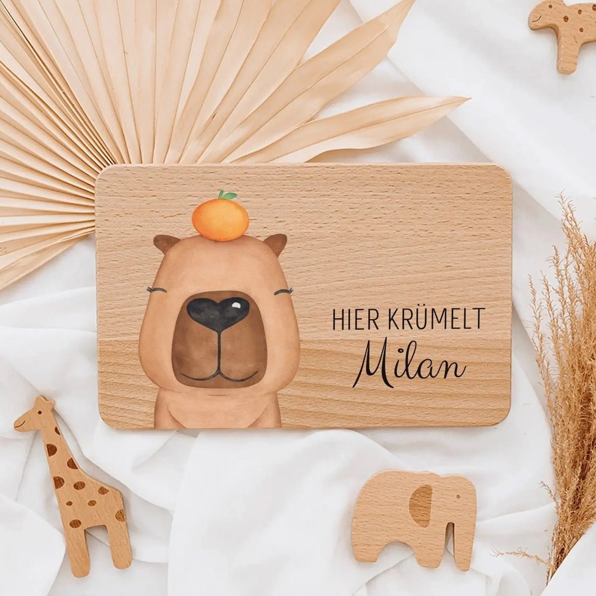 Frühstücksbrettchen personalisiert - Tier Aquarell - wunderwunsch