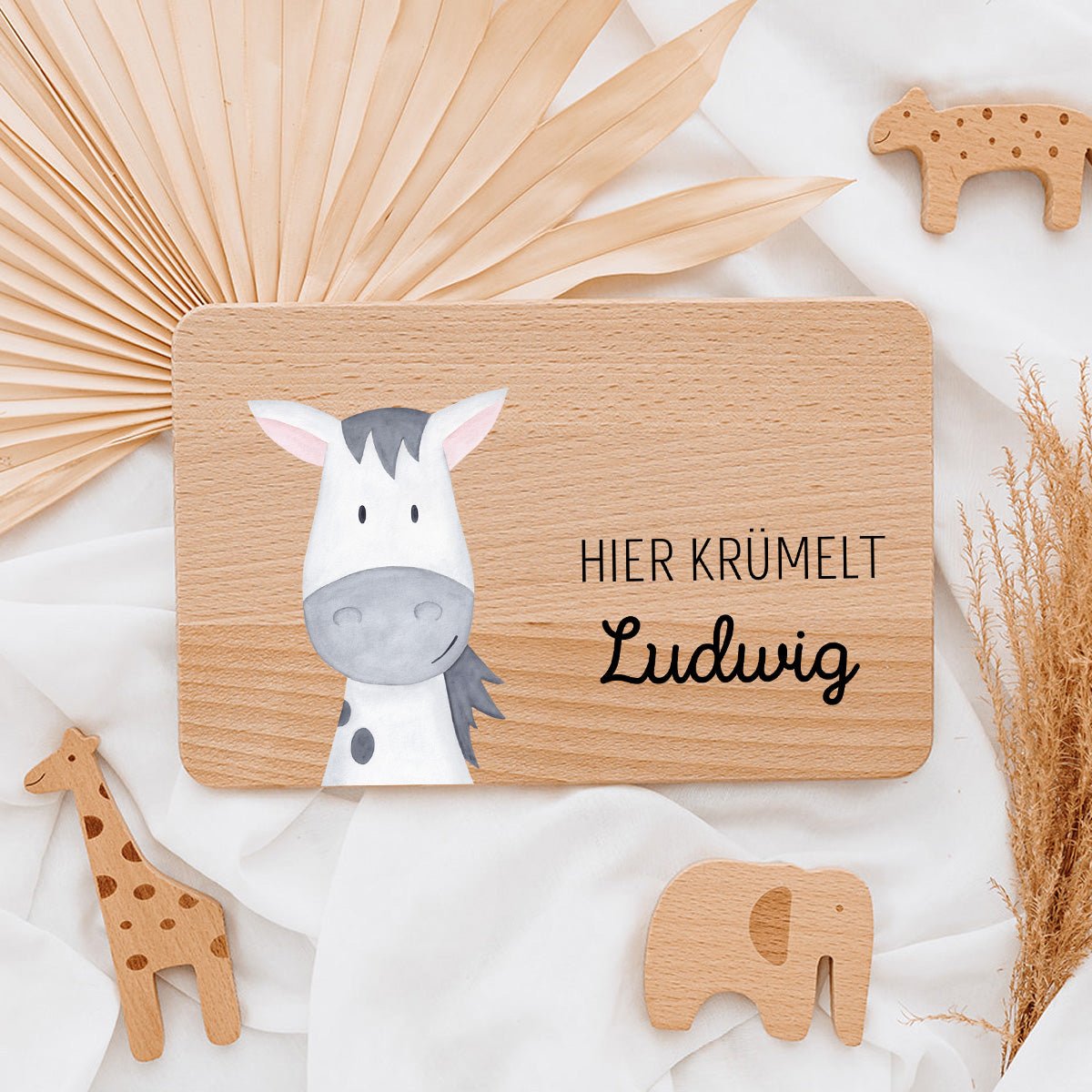 Frühstücksbrettchen personalisiert - Tier Aquarell - wunderwunsch